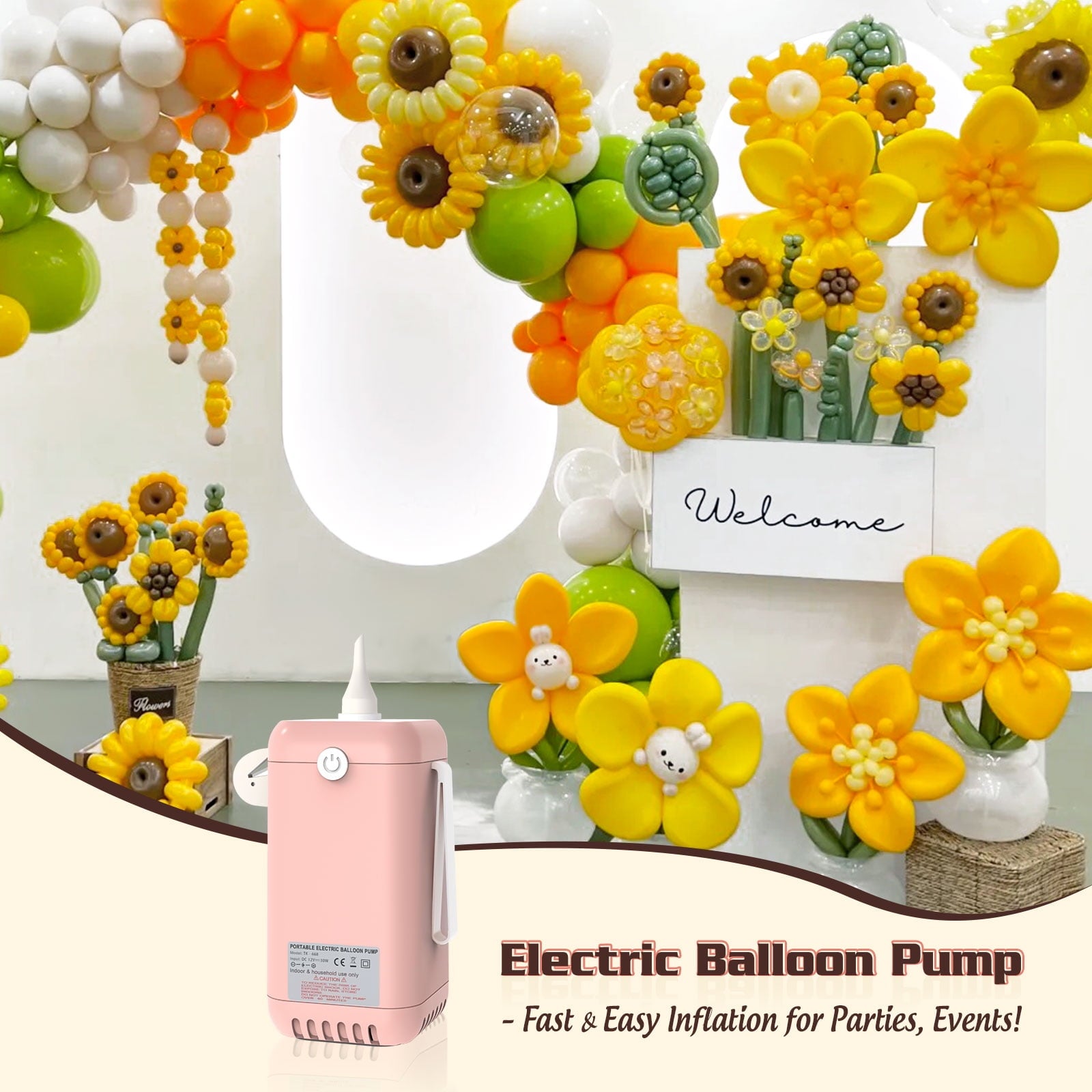 Balloon Pump Electric Air Pump for Long Balloon,260/160 Balloon Inflator Pump Electric for Foil Twisty Animal Balloons Basketball