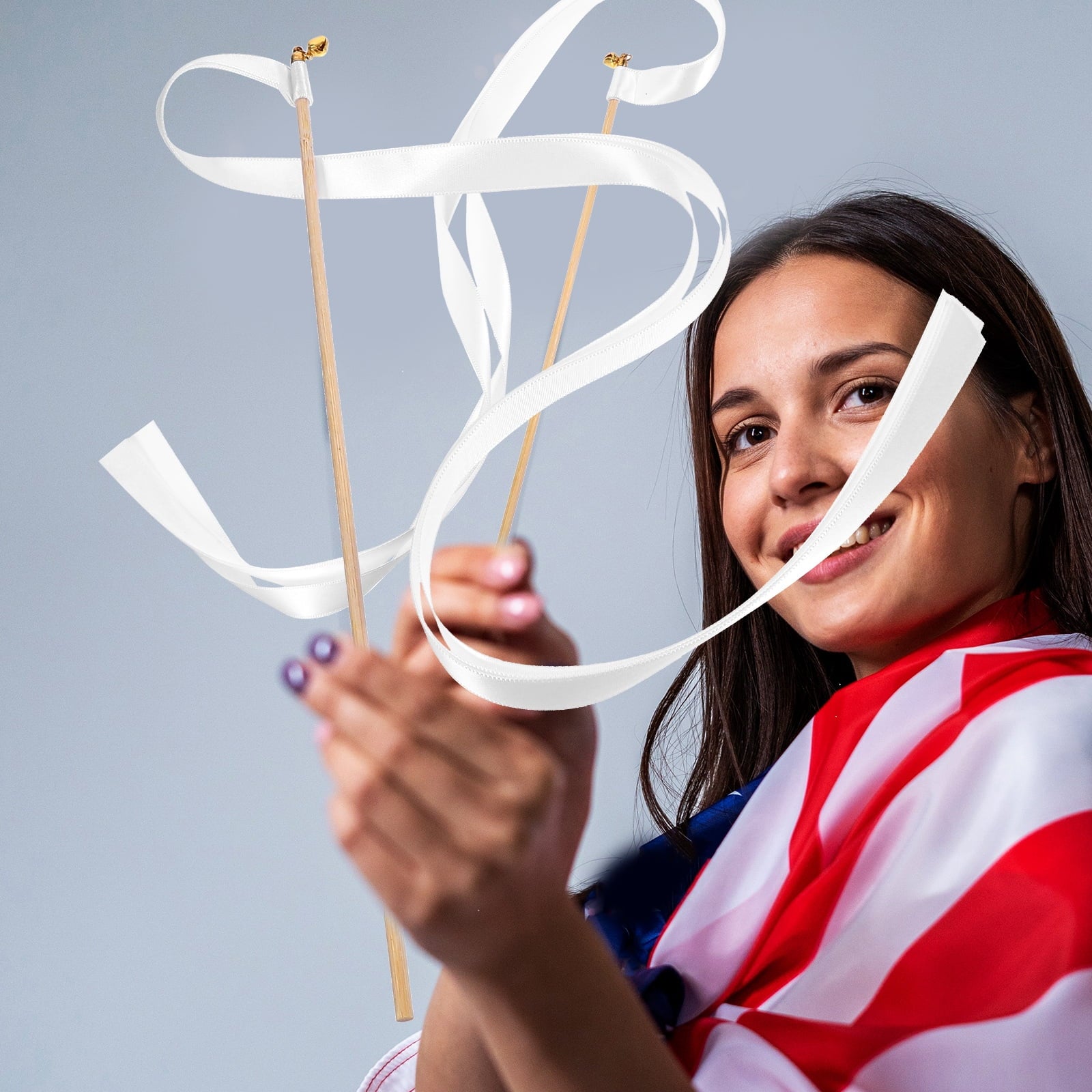 30pcs Wedding Party Ribbon Sticks Wand Streamer Lightweight Fairy Ribbon Sticks With Bells