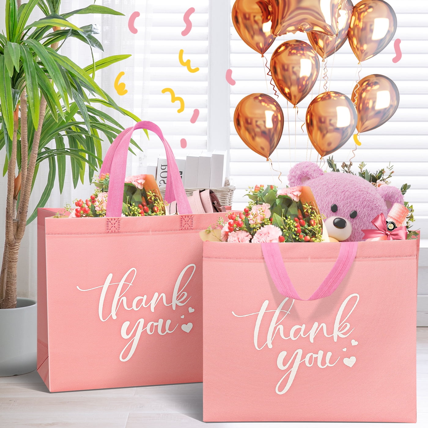 30Pcs Thank You Gift Bags, Large Reusable Gift Bags,Thank You Bags with Handles for Business, Shopping, Wedding, Baby Shower, Graduations, Party Favors (12.4x11x4.7Inch)