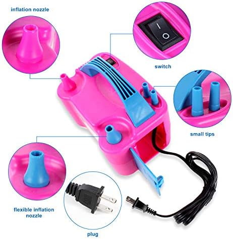 Electric Balloon Pump,110V 600W Portable Dual Nozzle Quick-Fill Balloon Inflator/Blower for Party Decoration