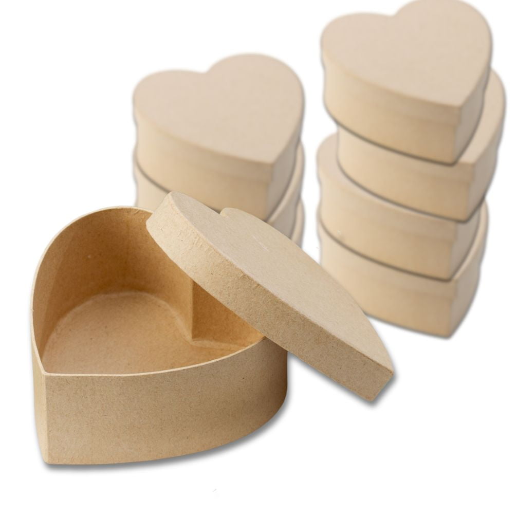 24pc Kraft Rectangle/Heart/Oval Paper Mache Boxes - for Craft Projects - Factory Direct Craft