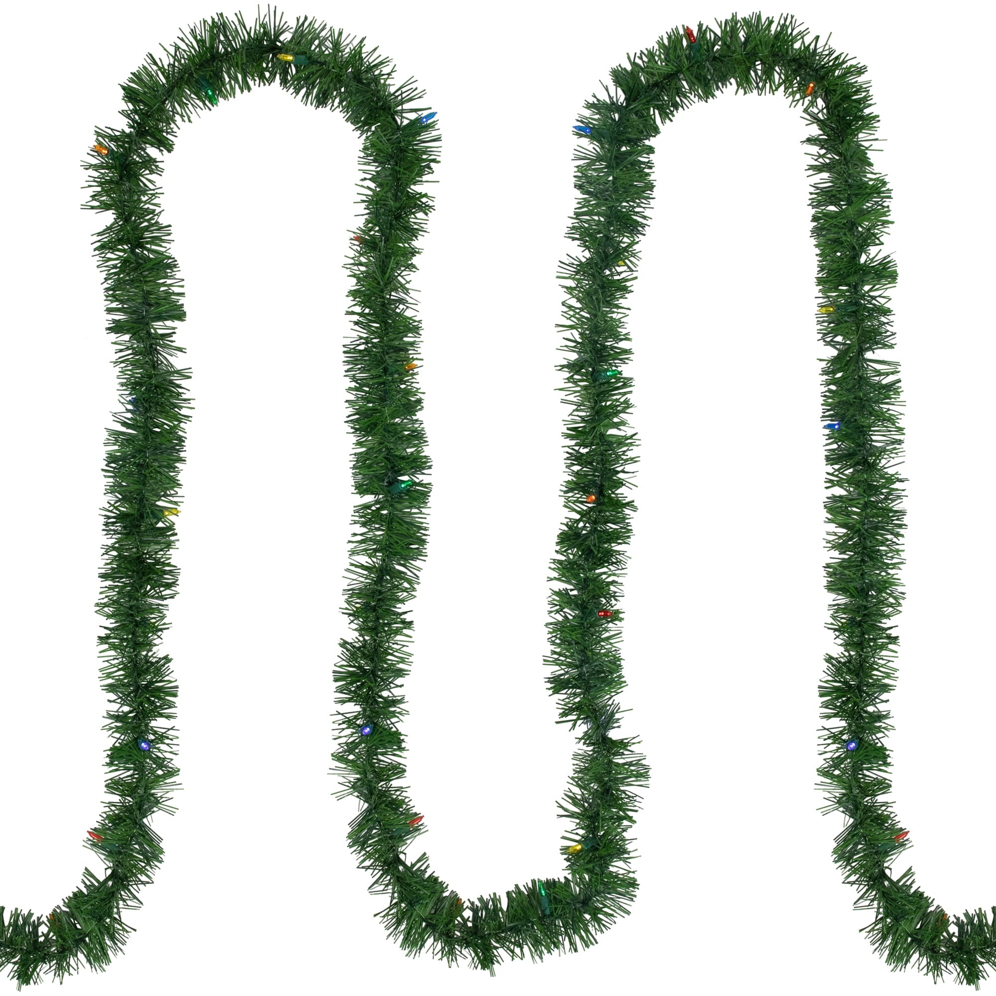 Northlight Pre-Lit LED Battery Operated Pine Artificial Christmas Garland - 18' x 3" - Multicolor