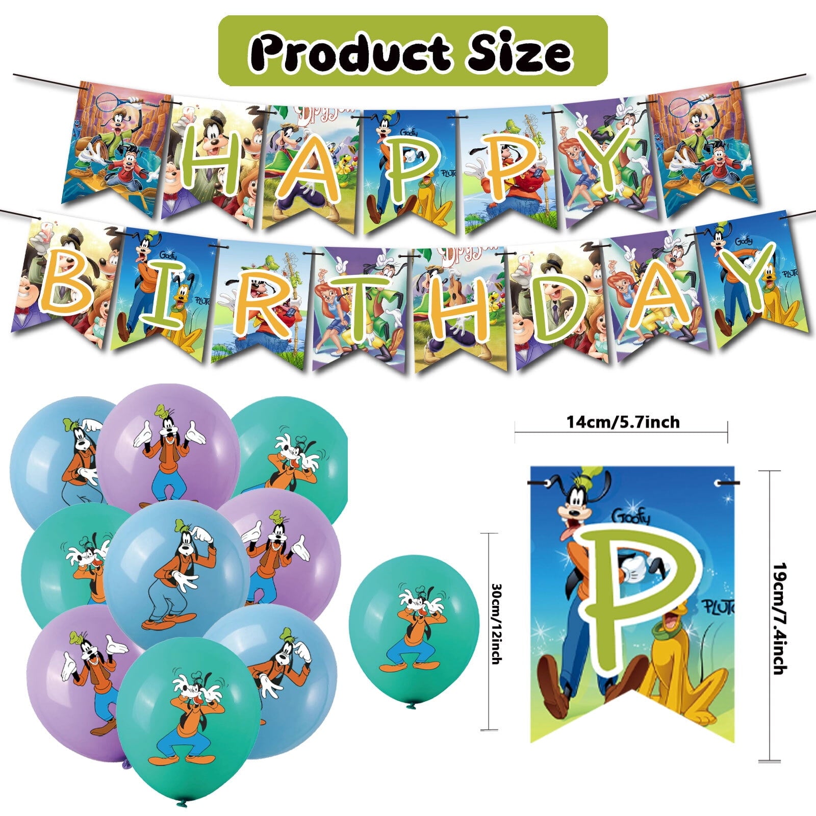 32 Pcs For A Goofy Movie Theme Birthday Party Decorations,With 1 Happy Birthday Banner Garland,13 Cupcake Toppers,18 Balloons for Party Decorations