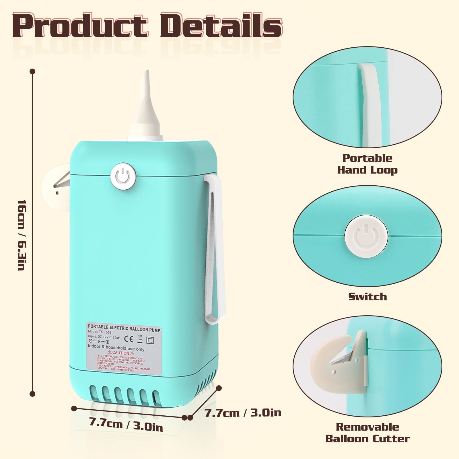 2-in-1 Electric Air Balloon Pump,Balloon Inflator for 260q,Foil, Latex Balloons and Sport Balls