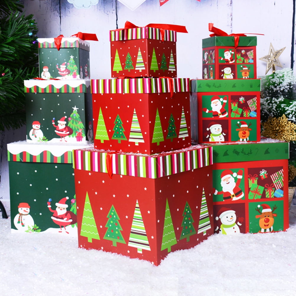 BERTDOMD 3 Sets 3pcs Xmas Sqaure Gift Packing Bag Gift Box Candy Box Gift Wrapping Case