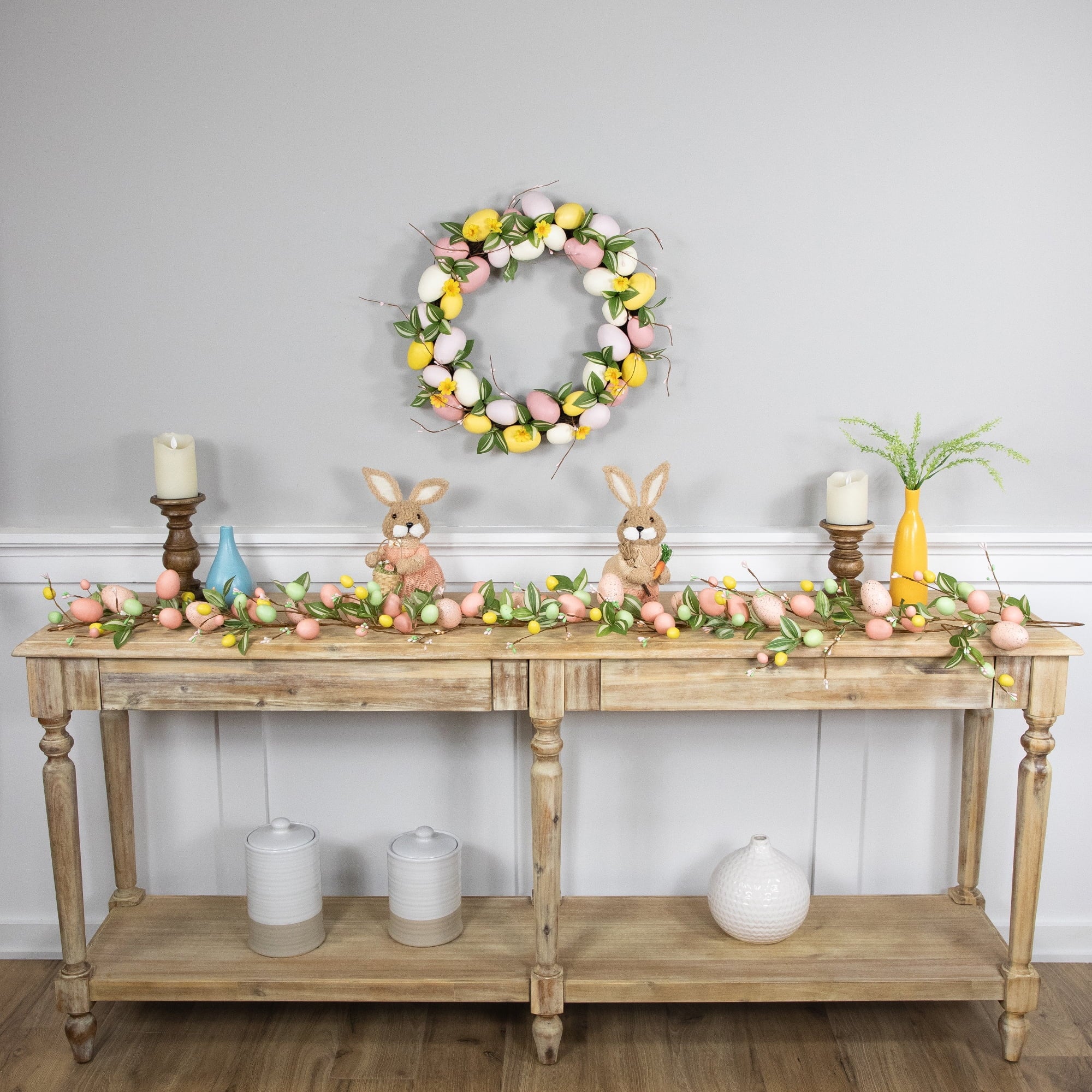 Northlight Easter Eggs and Flower Buds Artificial Garland - 6' - Pink