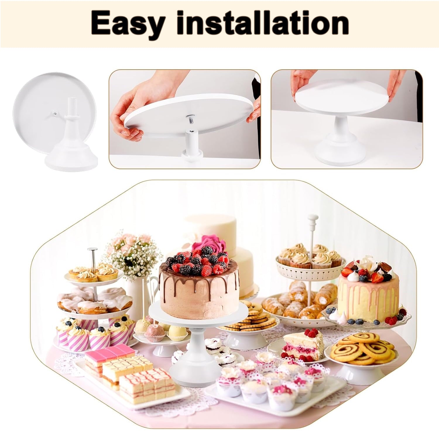 3 Pcs Cake Stand,White Cake Stand Set Disc Diameter 8" 10" 12"Round Dessert Stand  for Birthday Parties, Weddings, Baby Shower(White)