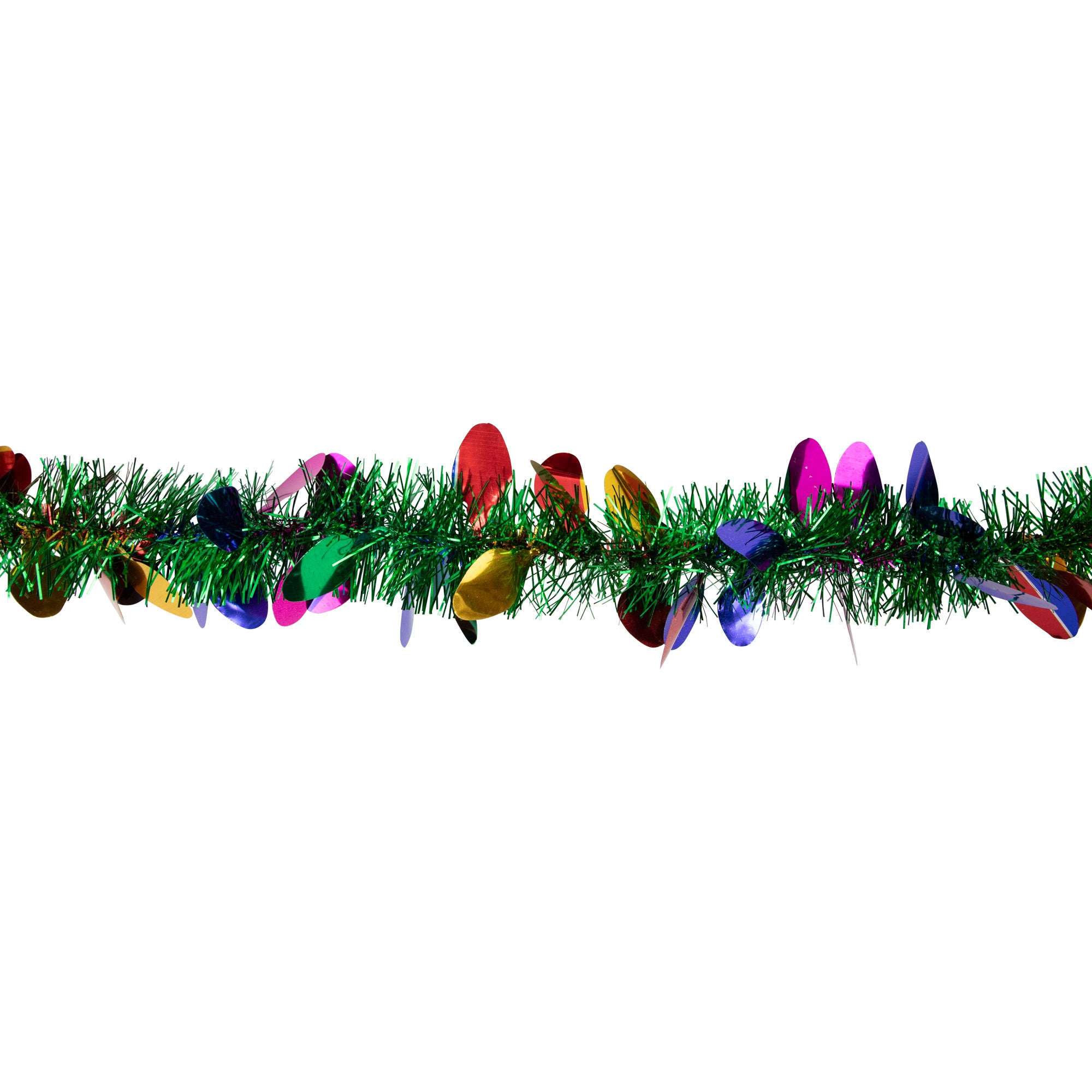 Northlight Christmas Light Bulb Wrapped Tinsel Commercial Garland - 50' x 2" - Green and Multicolor