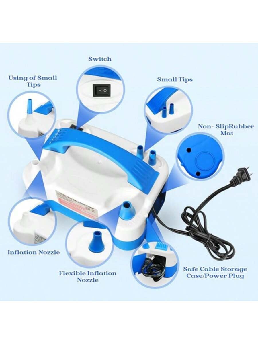 Easter Special Offer Electric Balloon Pump, Portable Automatic Dual Nozzle Inflator With Strapping Tool Suitable For Birthday Balloon Party Decoration BBalloon Machine Double Hole Inflation Pump