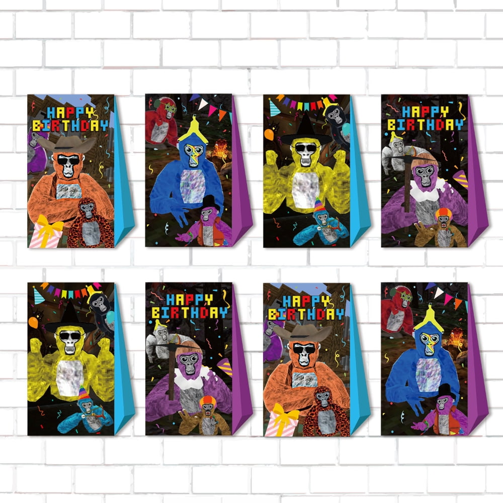 24PCS Cartoon Style Gift Bags ,Candy Bags,Birthday Party Decor for Gorilla Tag Theme.
