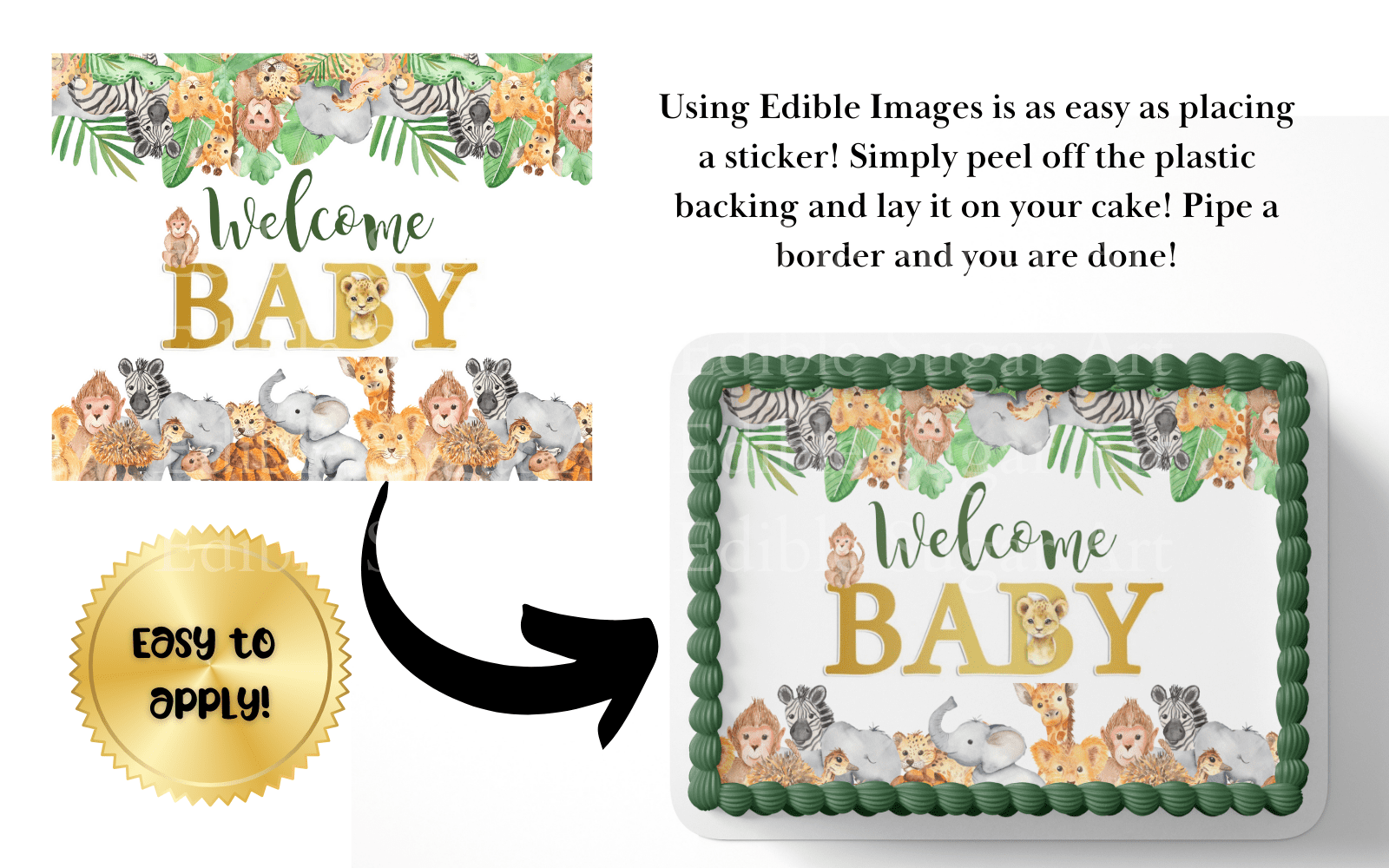Safari Baby Shower Cake Topper Edible Image Jungle Baby Shower Safari Party Decorations