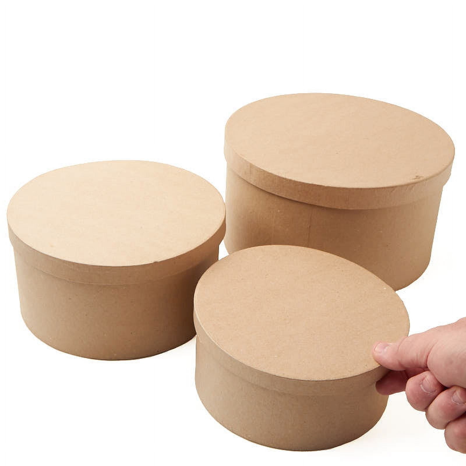 Factory Direct Craft Unfinished Round Paper Mache Boxes Nested Set of 3