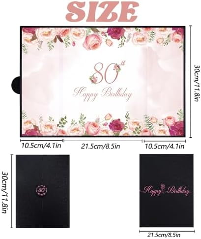 80th Birthday Guest Book Alternative, Black and Pink 80th Birthday Party Decorations for Women, Creative 80th Birthday Signature Book, Cheers to 80 Year Old Birthday Party Supplies