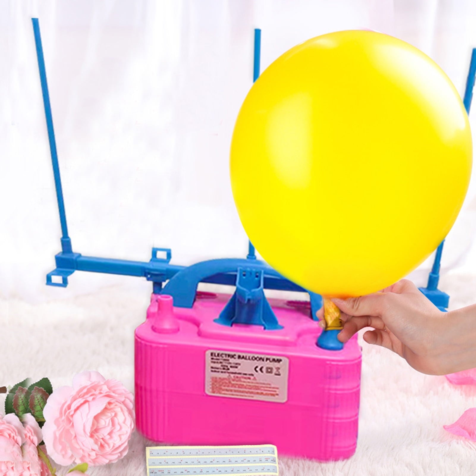 Kripyery Electric Balloon Pump Dual Nozzle Electric Balloon Inflator Quick Inflating Balloon Promotion Tool Party Decoration EU Plug