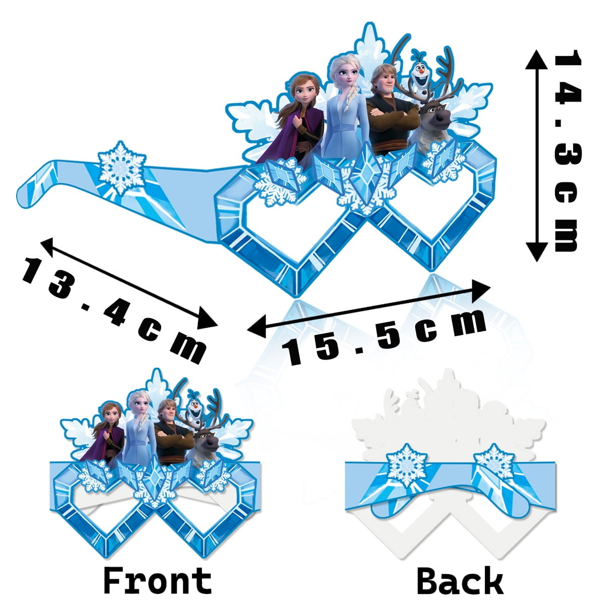 16Pcs Frozen Themed Glasses, Party Supplies Photo Booth Prop Cartoon Character Cosplay Birthday Gift for Kids.