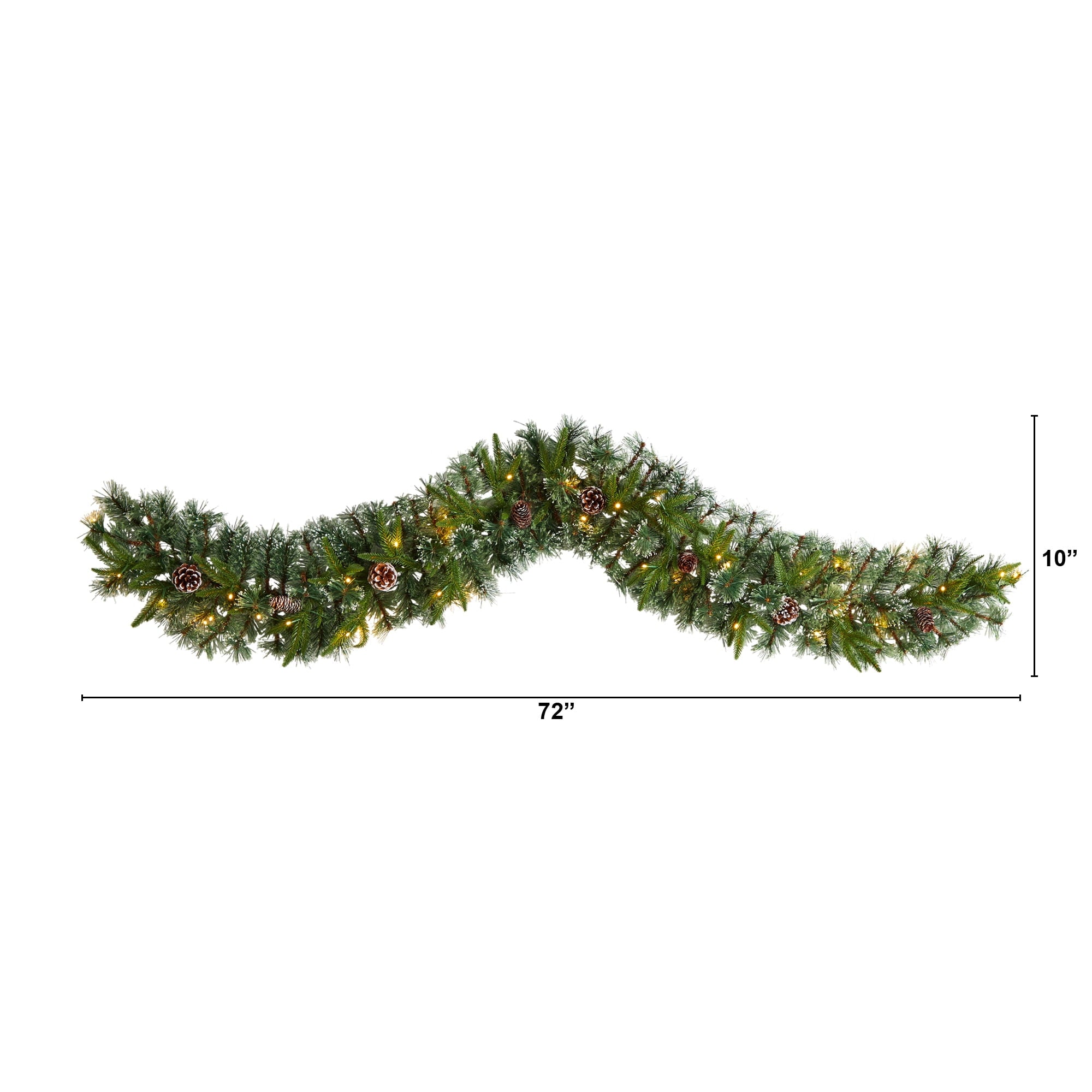 Nearly Natural 6ft. Snow Tipped Christmas Artificial Garland with 35 Clear LED Lights and Pine Cones