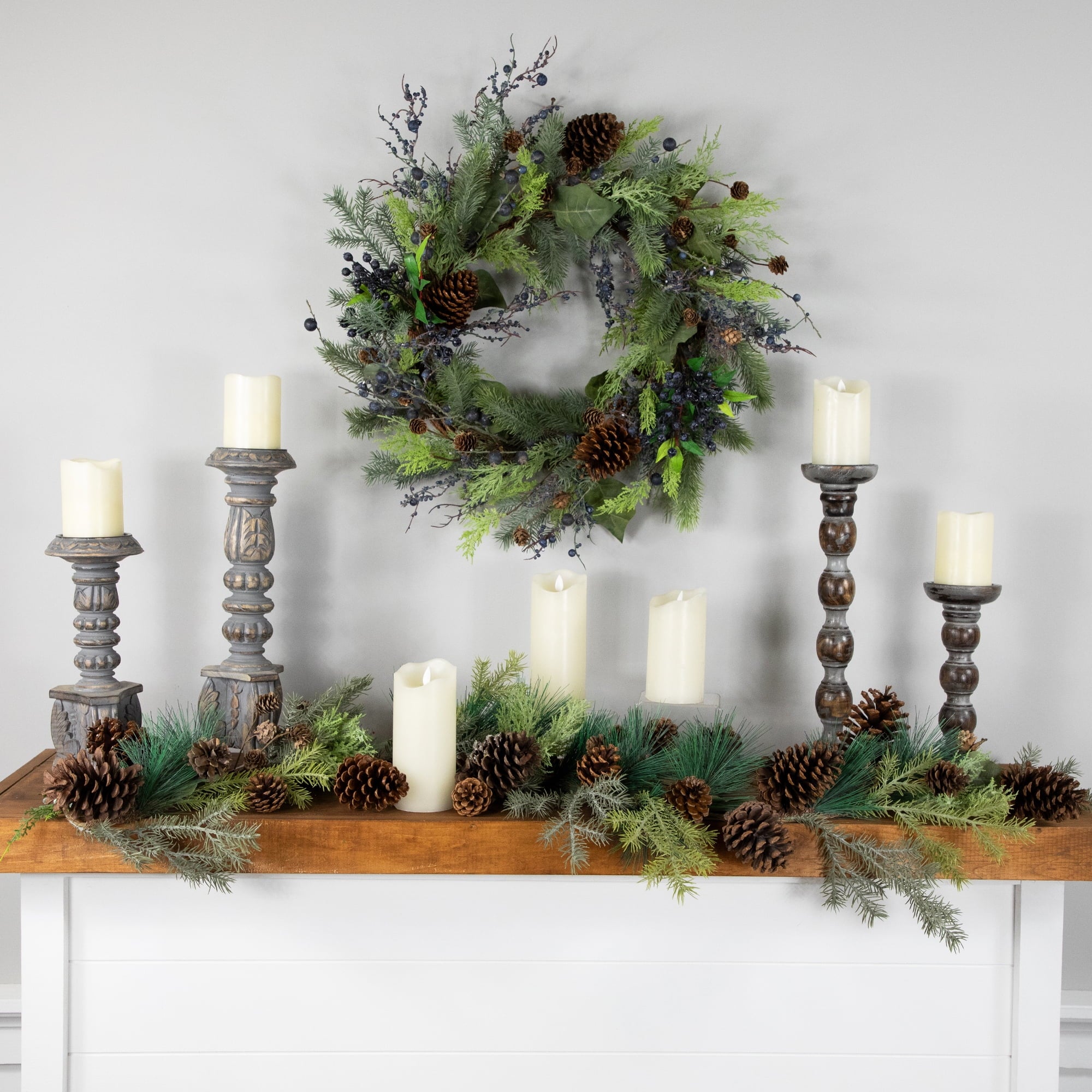 Northlight 5' x 6" Pine Cone and Cedar Artificial Christmas Garland, Unlit