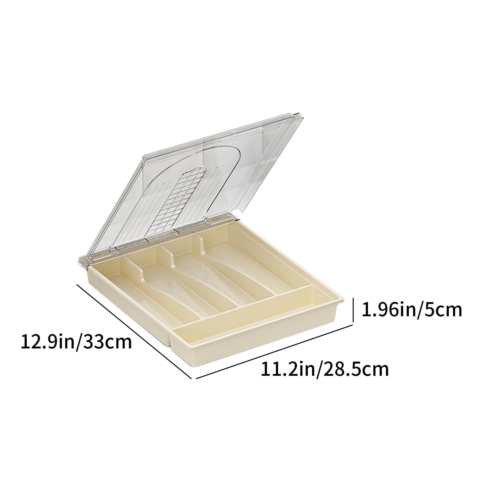 Cutlery Organizer Tray with Lid, Desktop Utensil Drawer Divider, Outdoor Picnic Kitchen Storage for Knives Forks Spoons, Multi-Compartment Tableware Holder