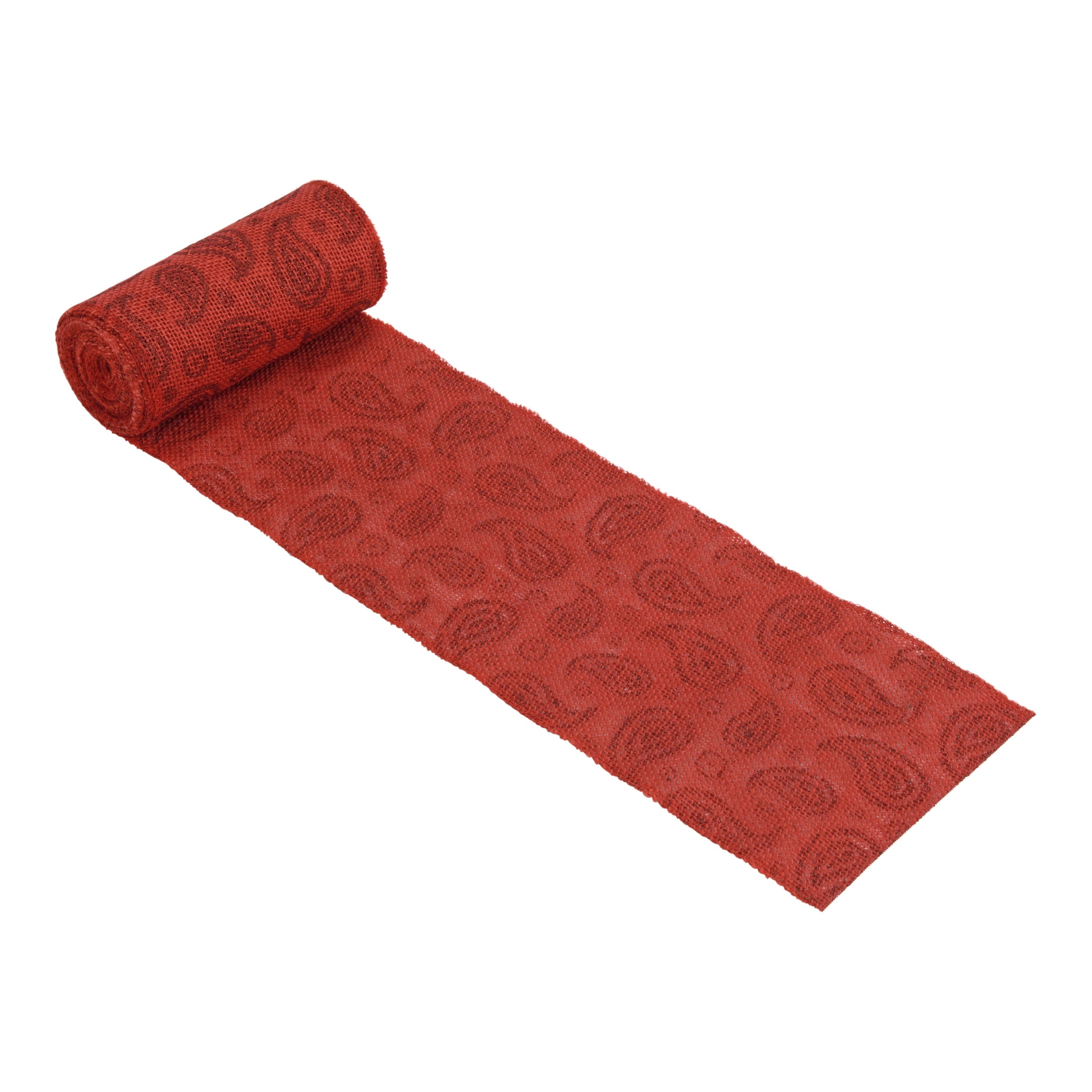 Love, Laugh, Craft Jute Burlap Precut Ribbon, 6"W x 5-Yards, 7-Pack, 740-24KIT, Red Paisley Glitter