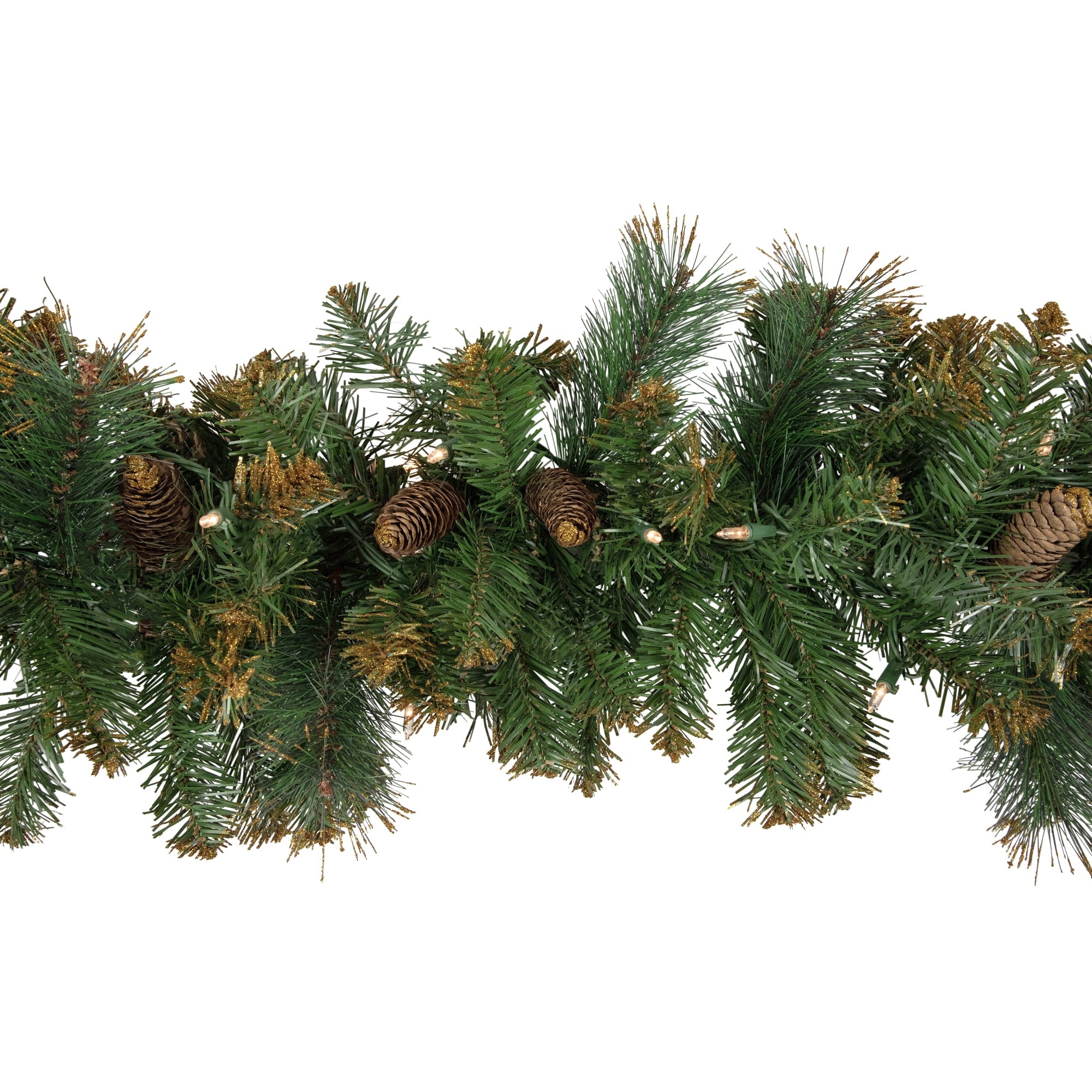 Northlight Pre-Lit Yorkville Pine Glittered Artificial Christmas Garland - 9' x 10" - Clear Lights