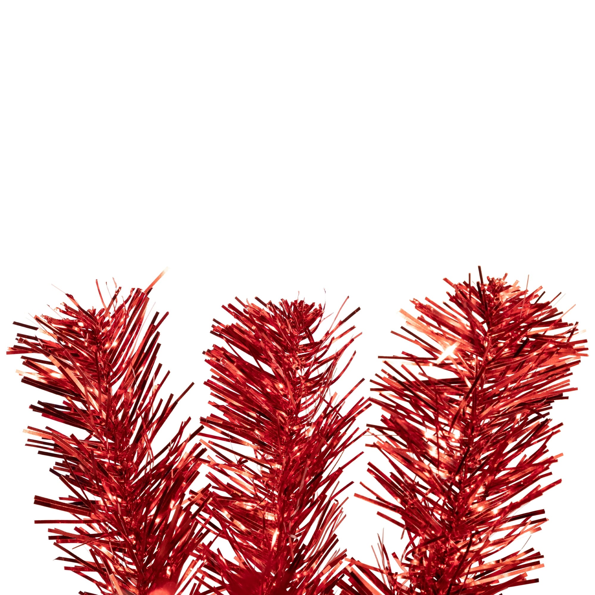 Northlight Pre-Lit Tinsel Artificial Christmas Garland - 9' x 8" - Red - Clear Lights
