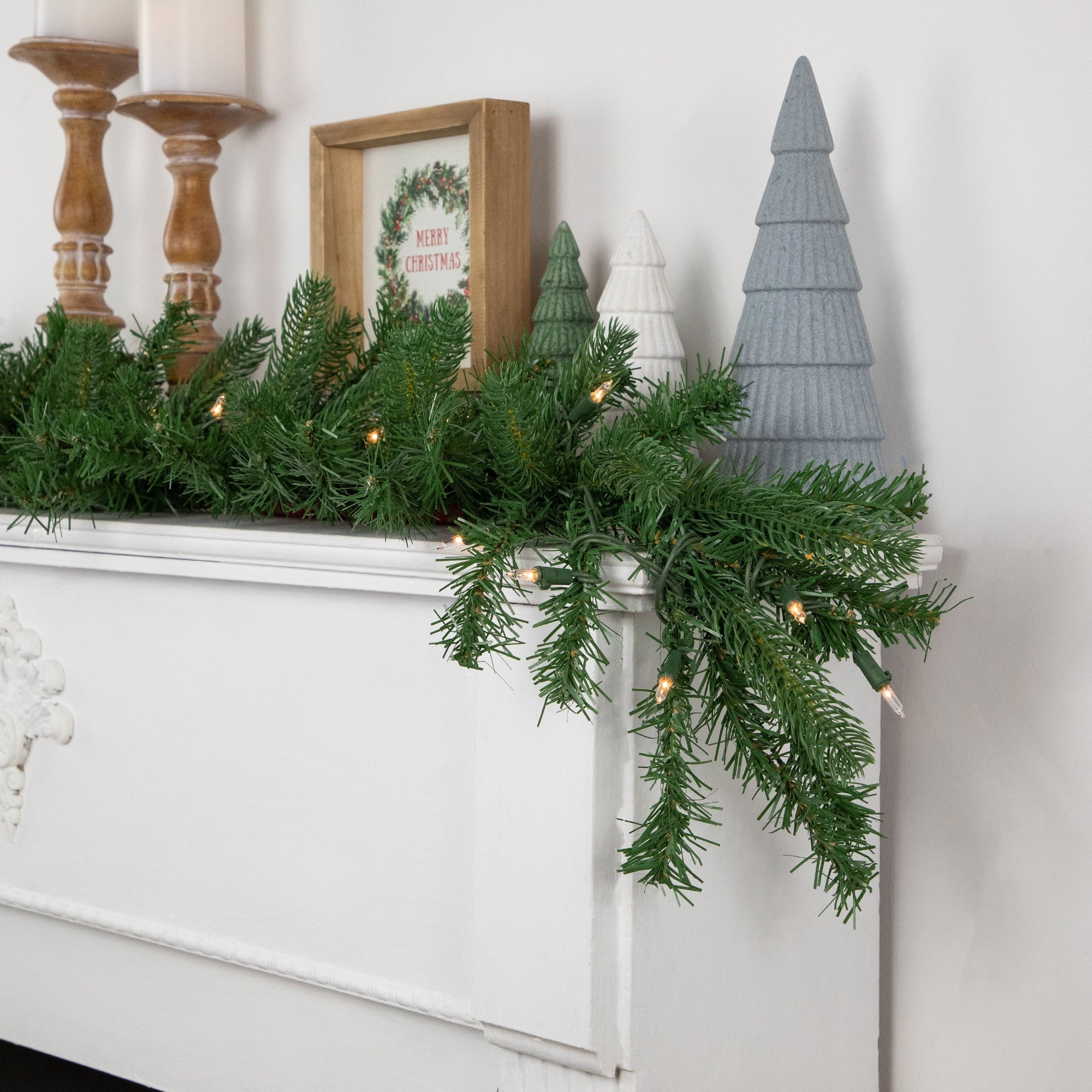 Northlight 9' x 10" Pre-Lit Sierra Noble Fir Artificial Christmas Garland, Clear Lights