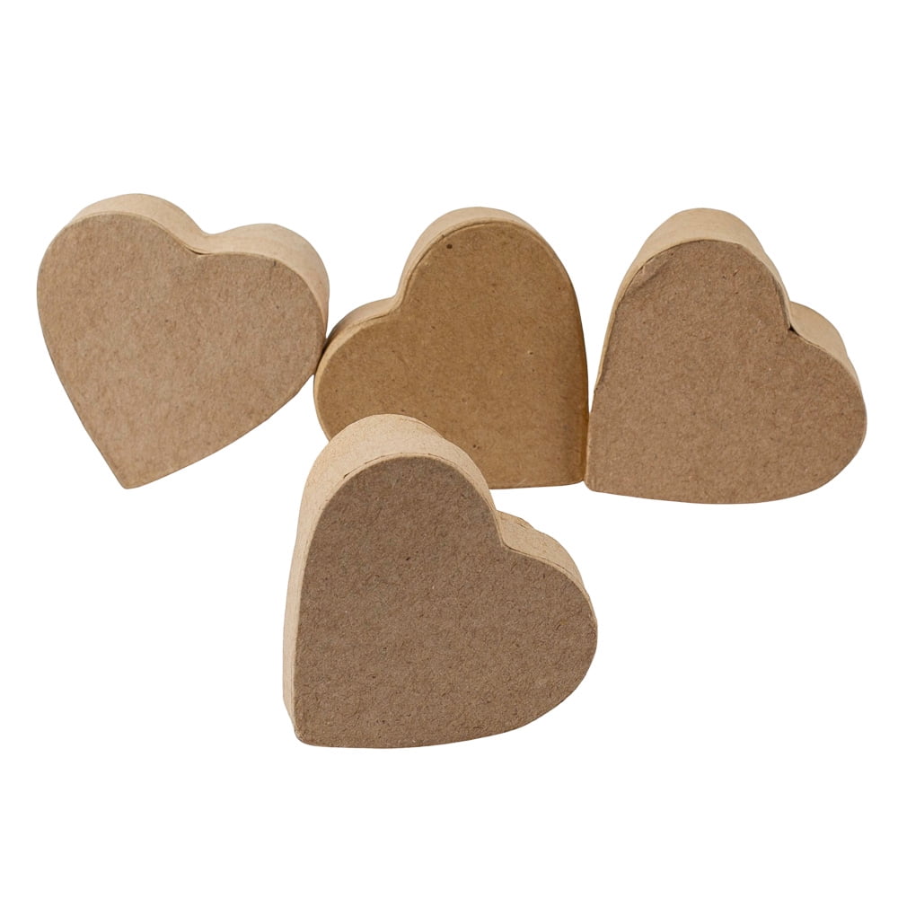 48pc Paper Mache Kraft Heart Boxes - for Valentine's Day and Anniversaries - Factory Direct Craft