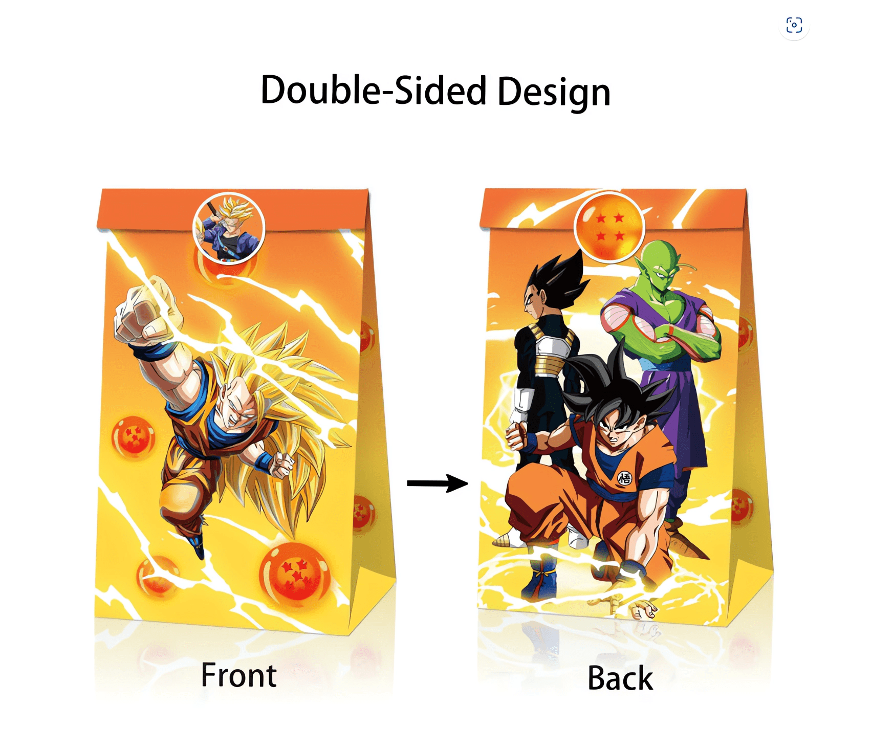 24 PCS Party Favor Candy Bags for Dragon Ball Z Themed Birthday Supplies Decor,Kids Birthday Game Party Kraft Paper Goodie Gift Bag Decorations