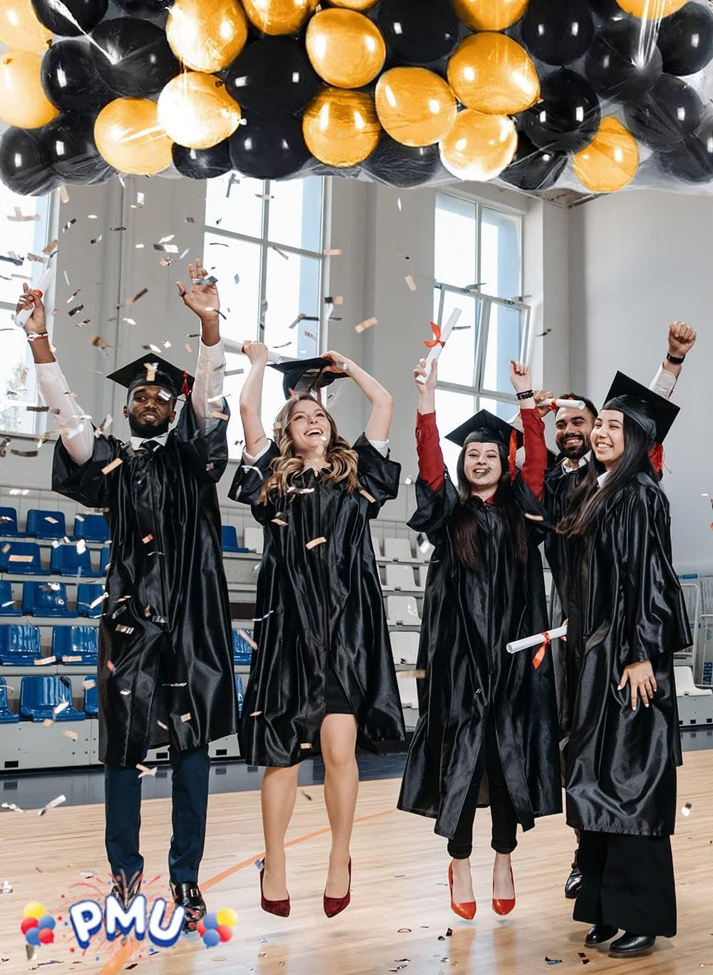 PMU New Year's Eve Party Balloon Drop Kit (100pcs Assorted 9in and 5in Balloons with Hand Pump) Silver and White Assortment with 4pcs "2025" 40in Silver Mylar Balloons 1 Set Assortment