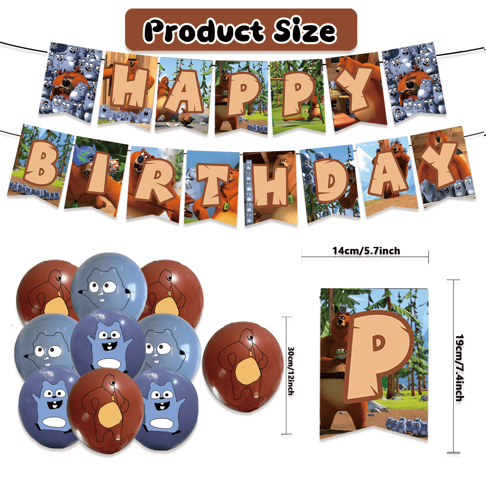 32 Pcs For Grizzy and the Lemmings Theme Birthday Party Decorations,With 1 Happy Birthday Banner Garland,13 Cupcake Toppers,18 Balloons for Children Party Decorations