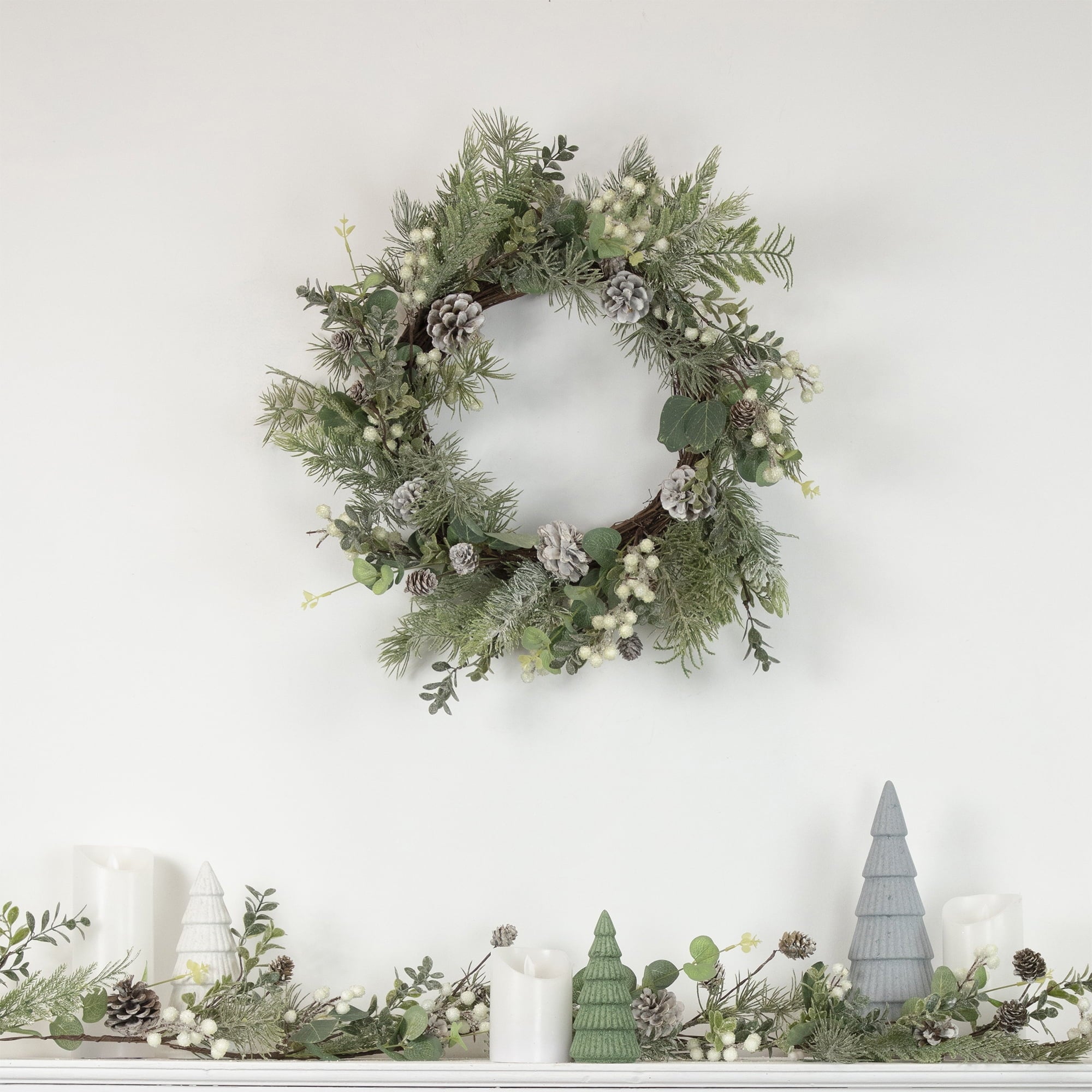 5' White Berry Eucalyptus and Pinecone Christmas Garland - Unlit