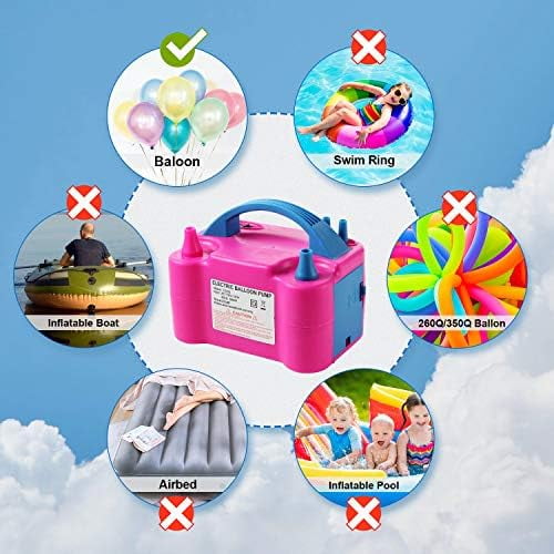 Electric Balloon Pump,110V 600W Portable Dual Nozzle Quick-Fill Balloon Inflator/Blower for Party Decoration