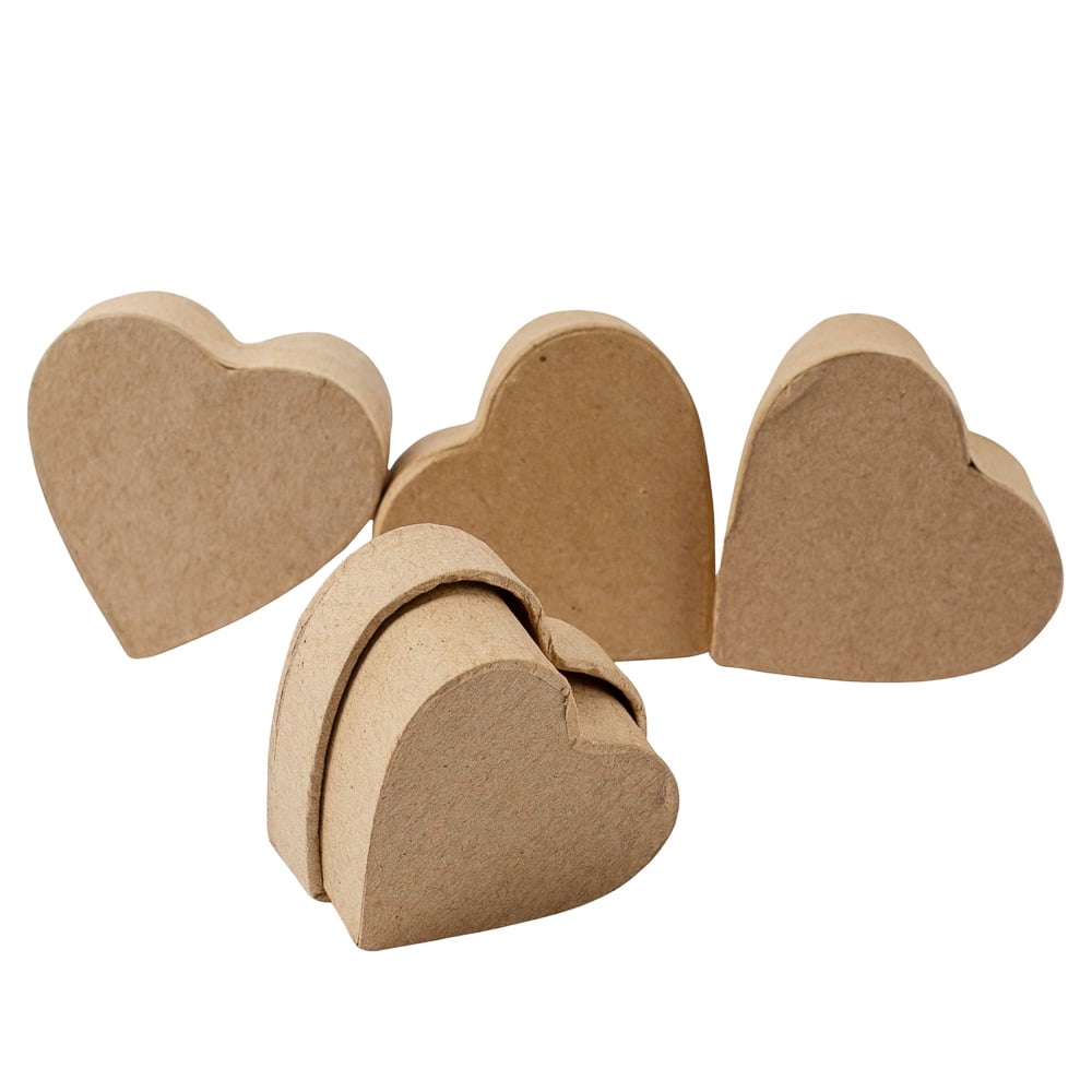 48pc Paper Mache Kraft Heart Boxes - for Valentine's Day and Anniversaries - Factory Direct Craft