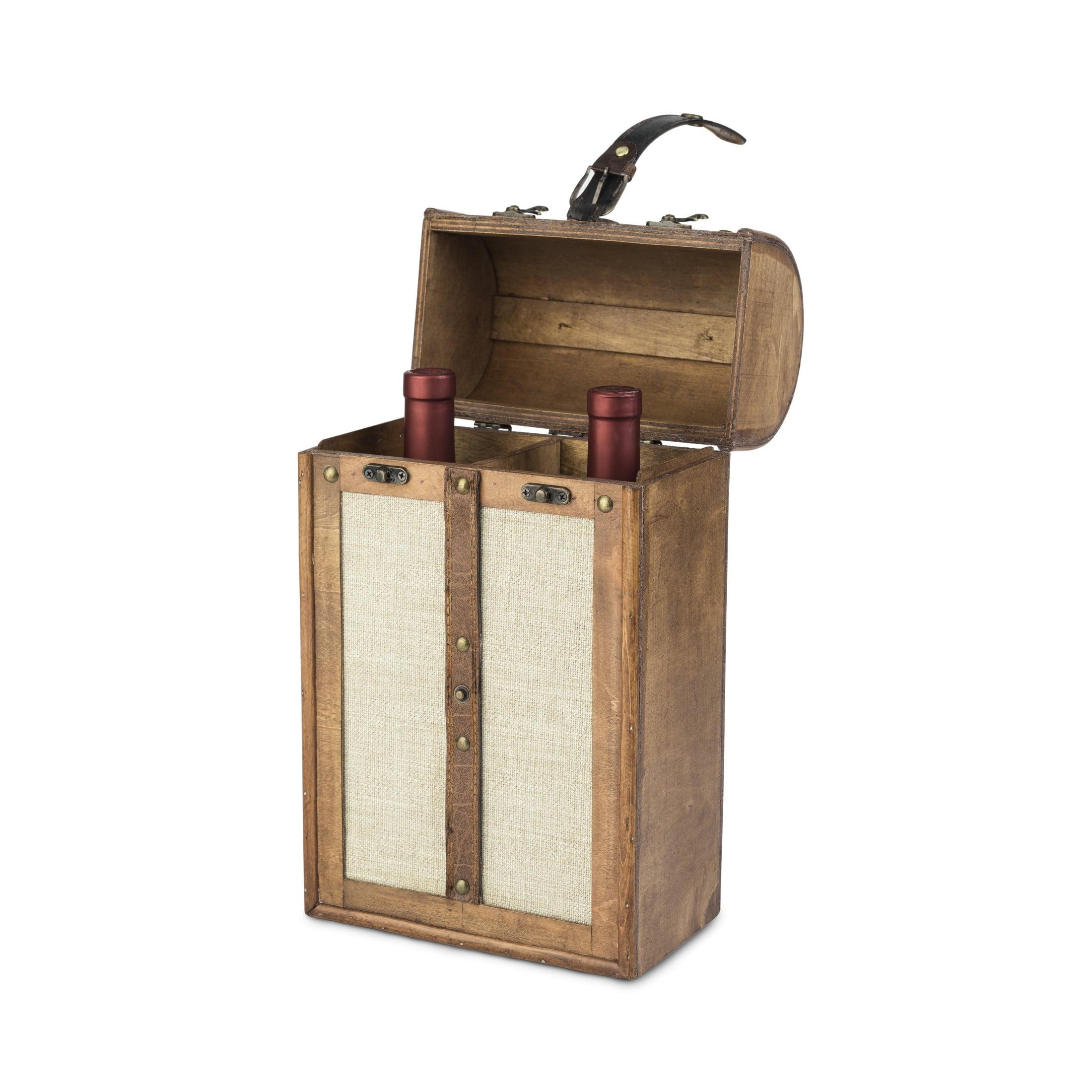 Twine Vintage Trunk Wooden Wine Gift Box, 2-Bottle Wine Box, Wedding Gifts