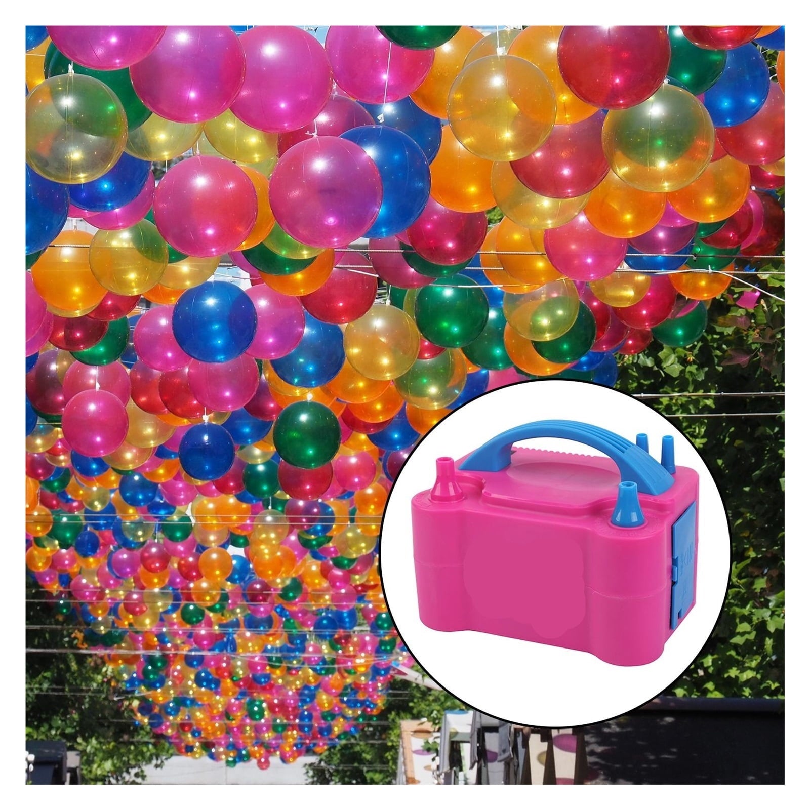 High Power Electric Balloon Pump Inflator Bulk Balloons Filling Dual Nozzle for Double Hole