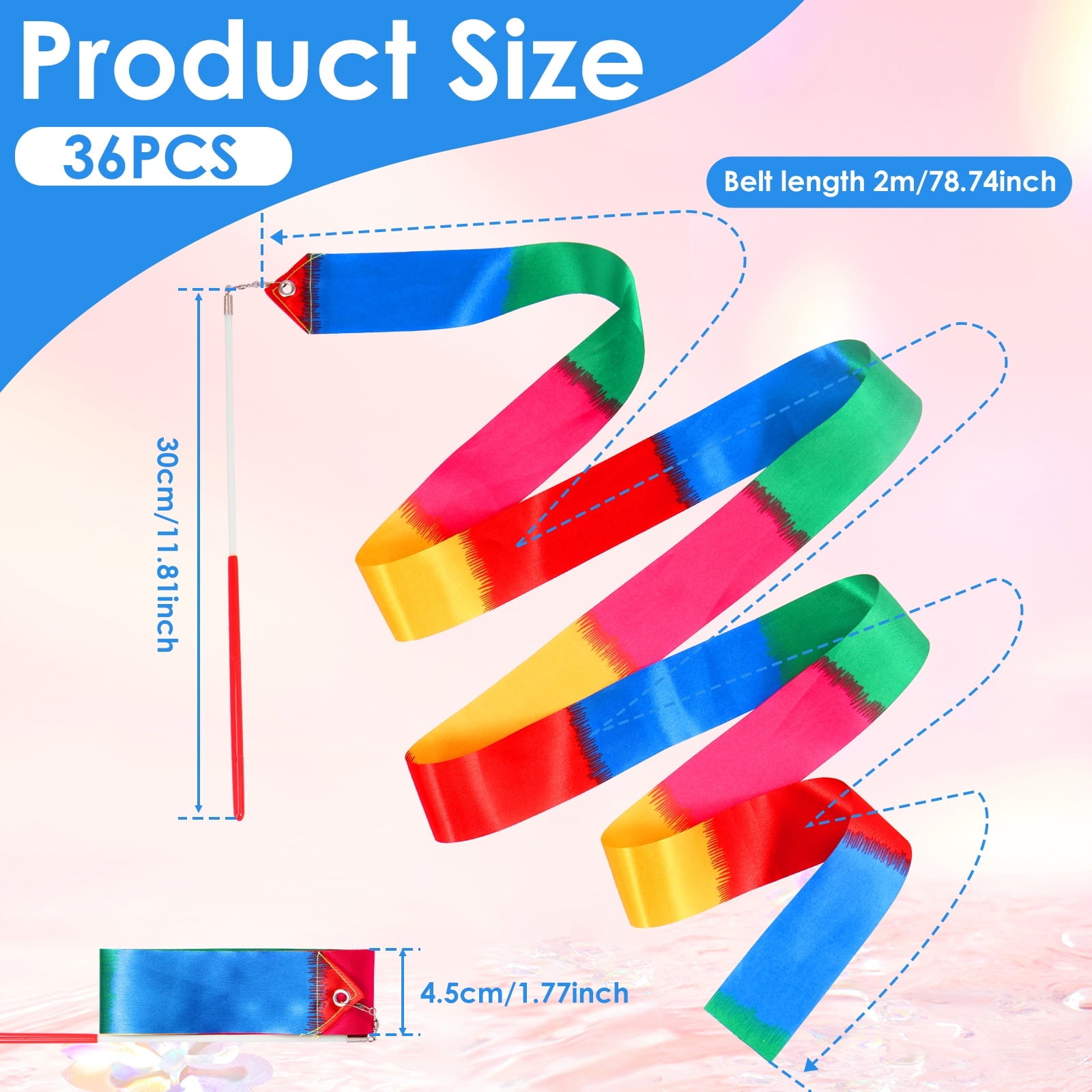36Pcs Dance Ribbons for Kids Colorful Dancing Wand Reusable Dance Streamer for Party Games Gymnastics Goody Bag Stuffers