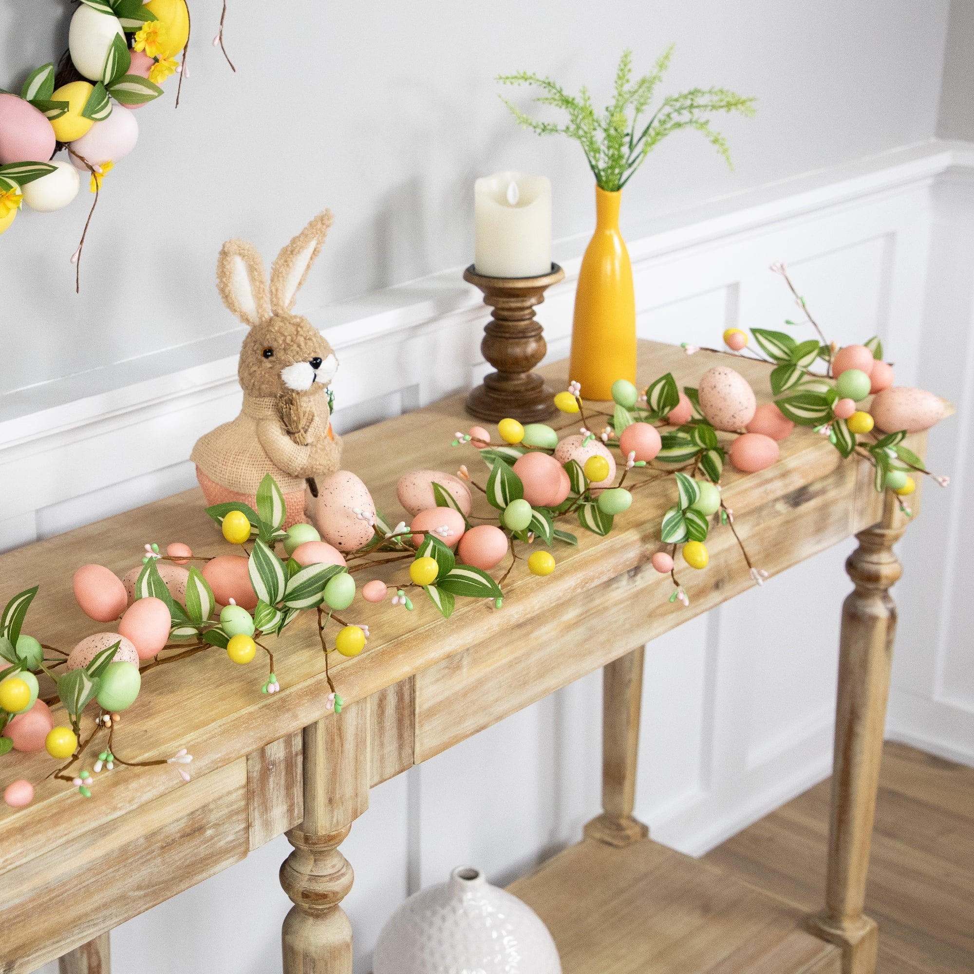 Northlight Easter Eggs and Flower Buds Artificial Garland - 6' - Pink