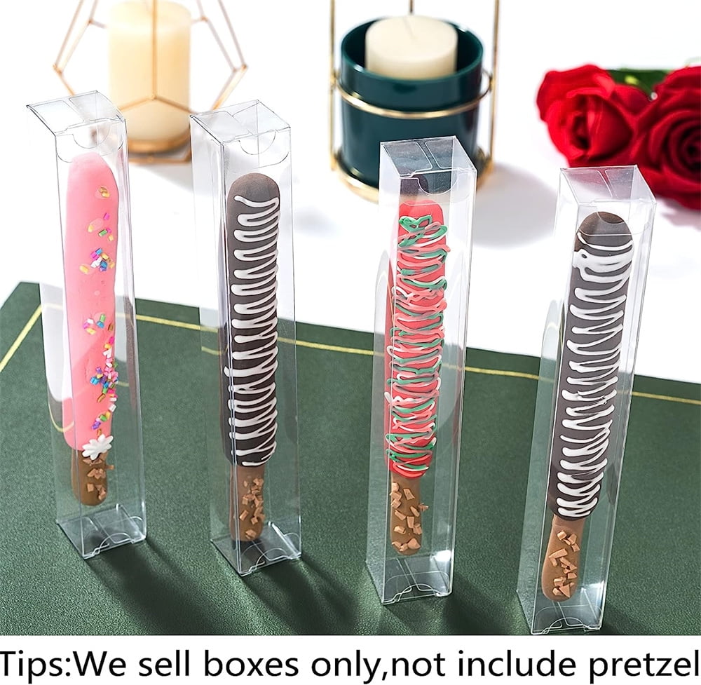 NOGIS 40 Pack 1 x 1 x 8 inches Individual Chocolate Covered Pretzel Rods Boxes (Not Include Pretzel) Gumball Boxes Party Favor Small Treat Boxes