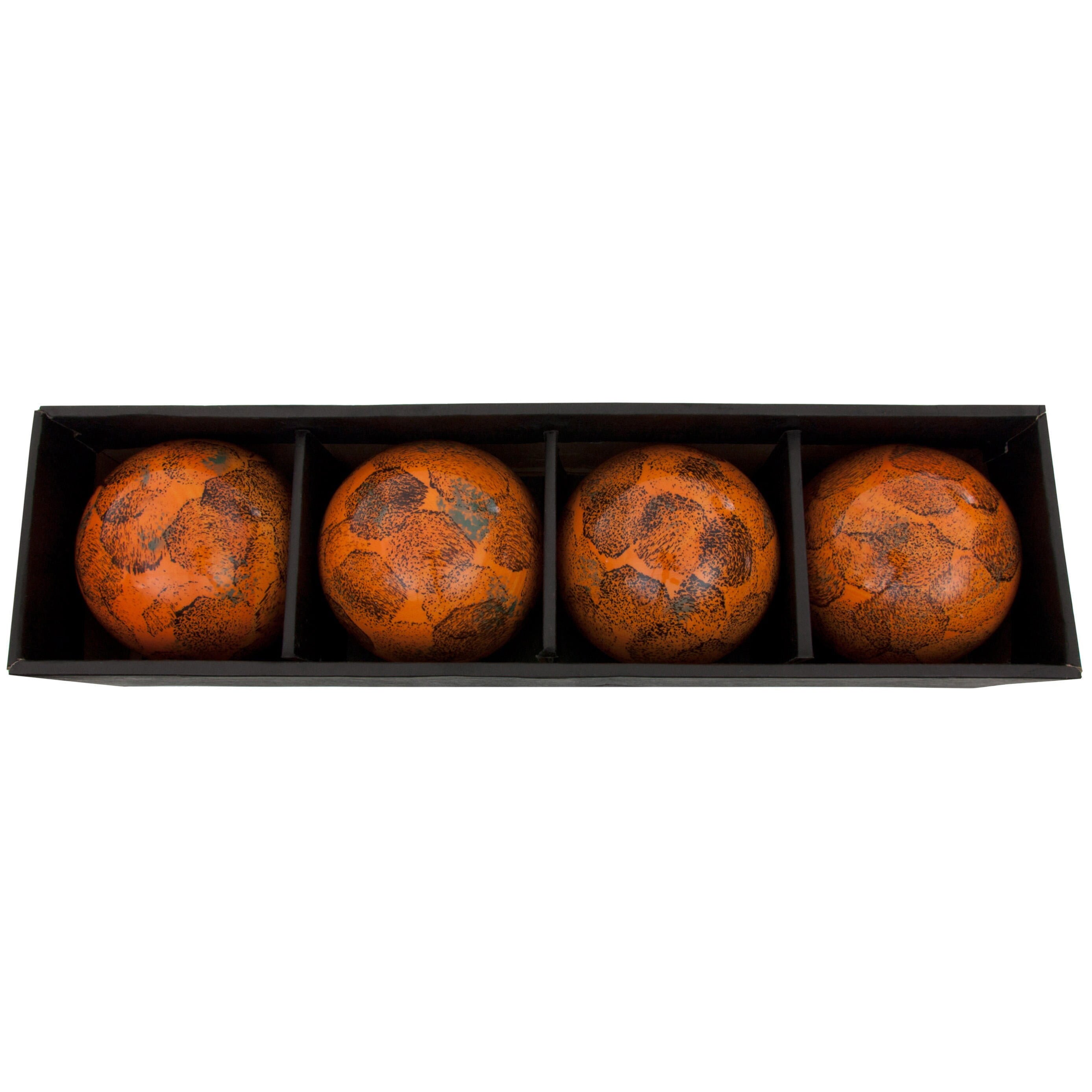 Oriental Furniture 4" Sponged Light Orange Porcelain Ball Set, decorative piece, centerpiece, all season, any occasion