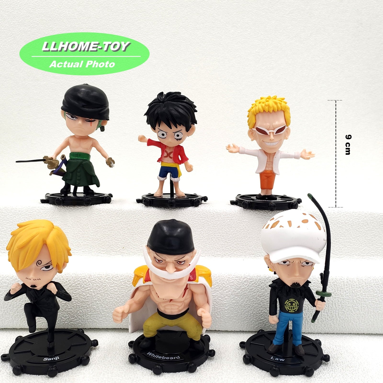 Anime One Piece #75 Luffy Whitebeard Law Doflamingo 6pcs Figure Cake Topper Gift