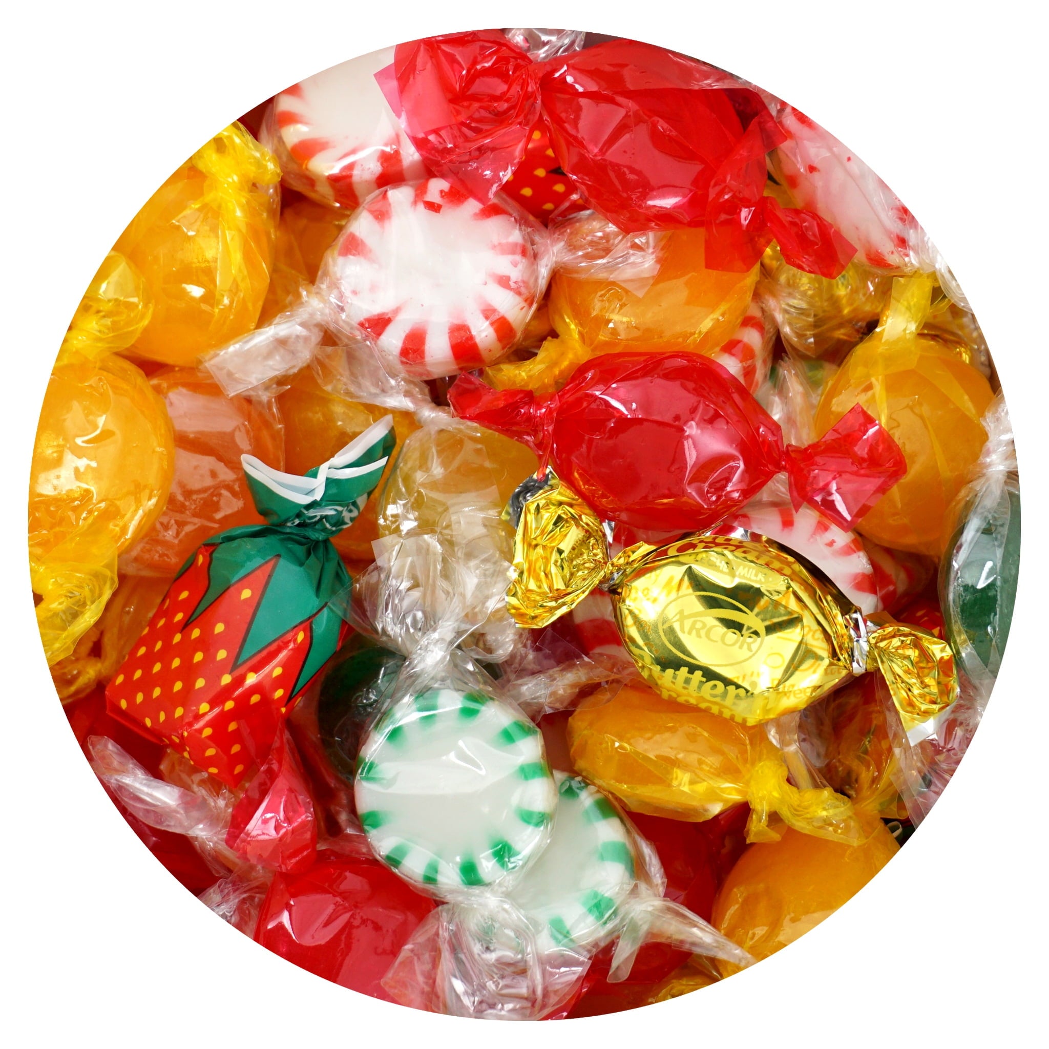 Arcor Hostess Mix, 5 Pound Bulk Candy (Approx. 375 pcs.), Arcor Candy, Old Fashioned Hard Candy Assortment, Butterscotch, Strawberry Candy, Cinnamon Discs, Peppermints