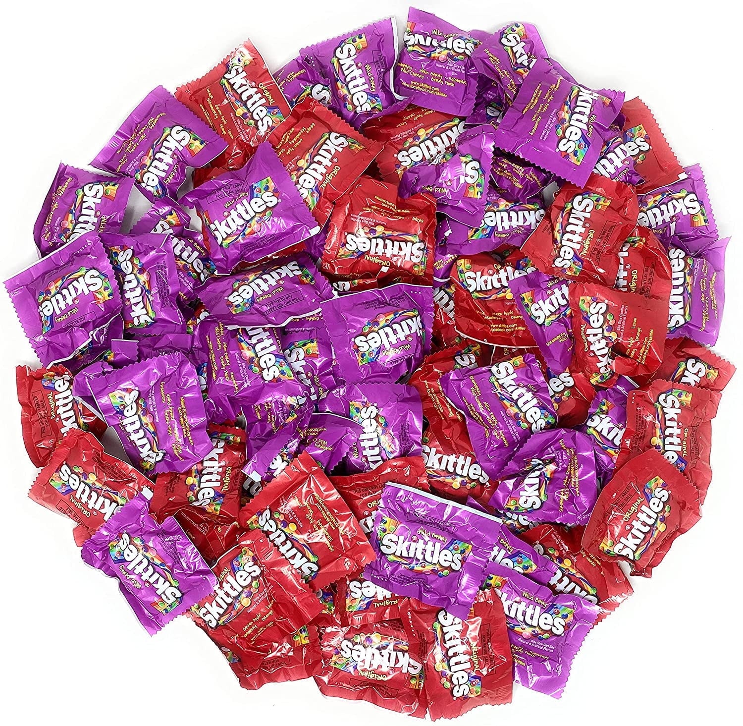 Assortit Skittles Wild Berry & Original Candy Assortment, Bite Size, 80+ Packs, 3Lb