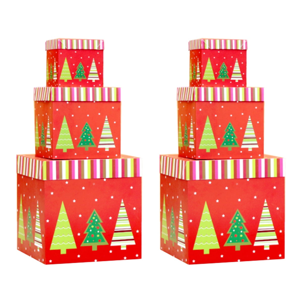 BERTDOMD 2 Sets 3pcs Xmas Sqaure Gift Packing Bag Gift Box Candy Box Gift Wrapping Case