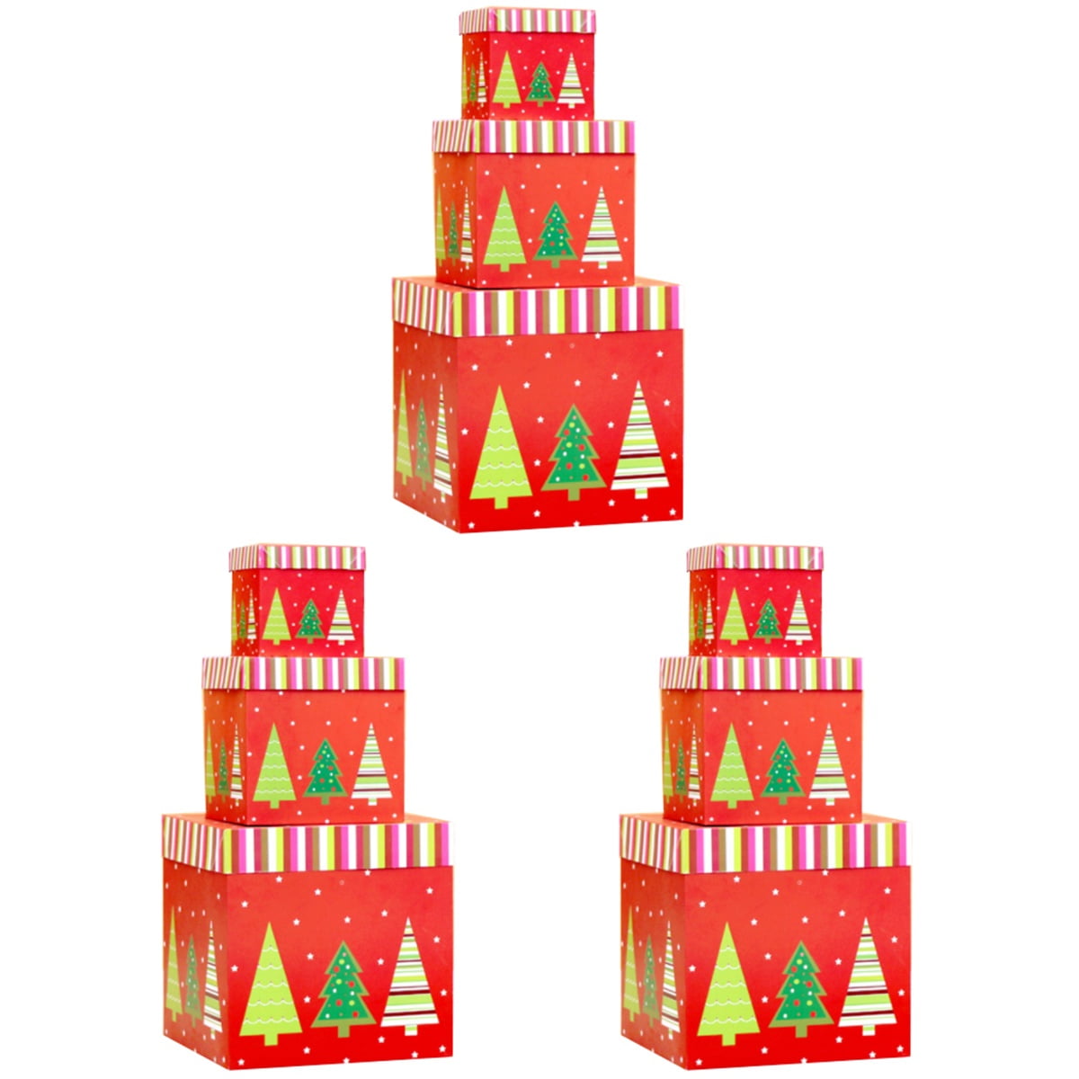 BERTDOMD 3 Sets 3pcs Xmas Sqaure Gift Packing Bag Gift Box Candy Box Gift Wrapping Case