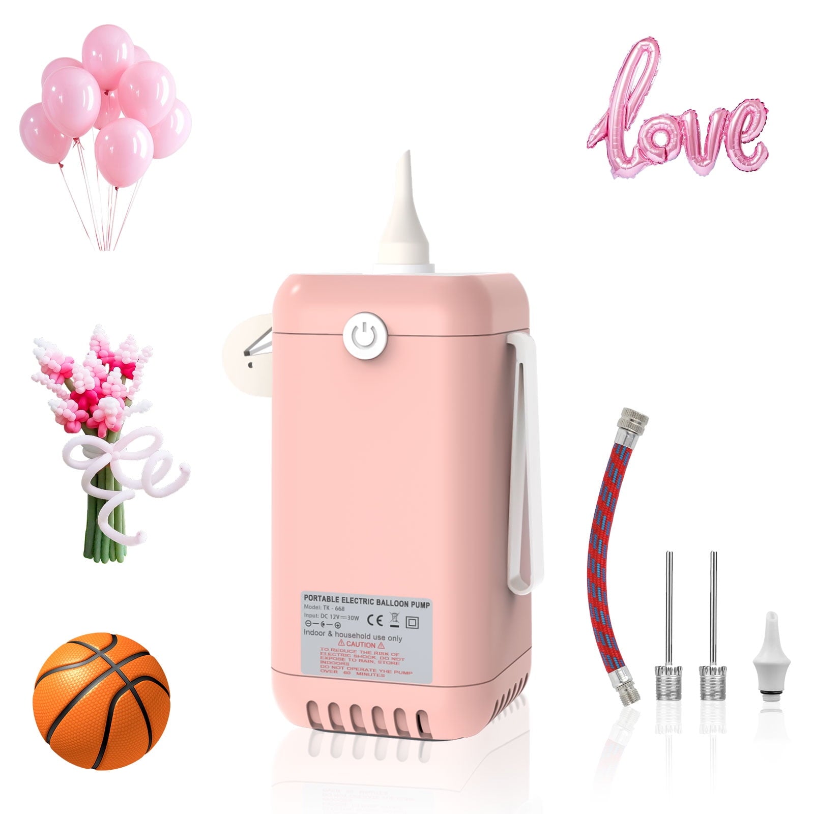 Electric Balloon Pump, 4-in-1 Portable Electric Air Pump For Inflatables, Balloons And Sports Ball, Balloon Inflator For 260q, Foil, Latex Balloons And Pool Floats, Faster And Save Time