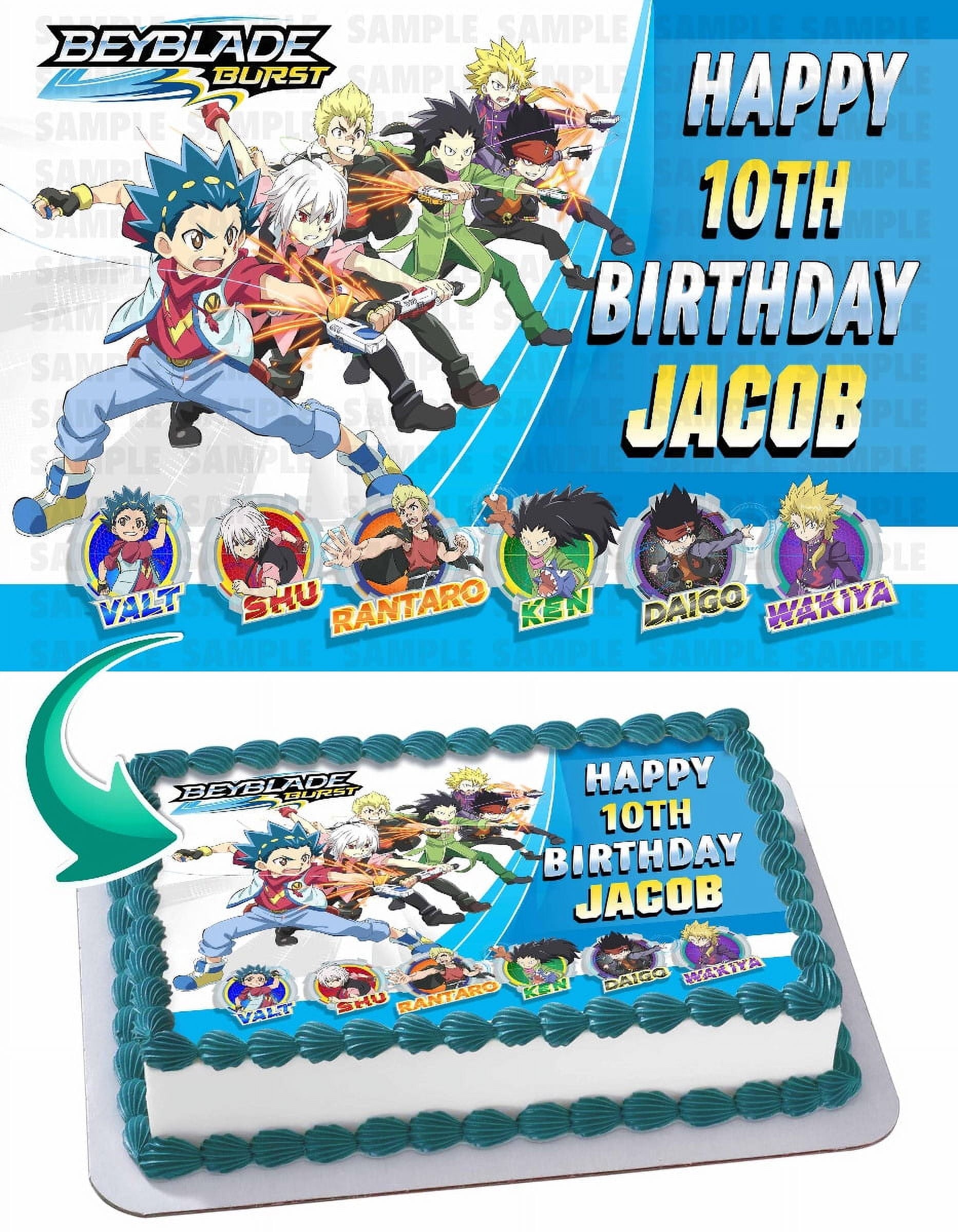 Beyblade Burst - Edible Cake Topper - 11.7 x 17.5 Inches 1/2 Sheet rectangular