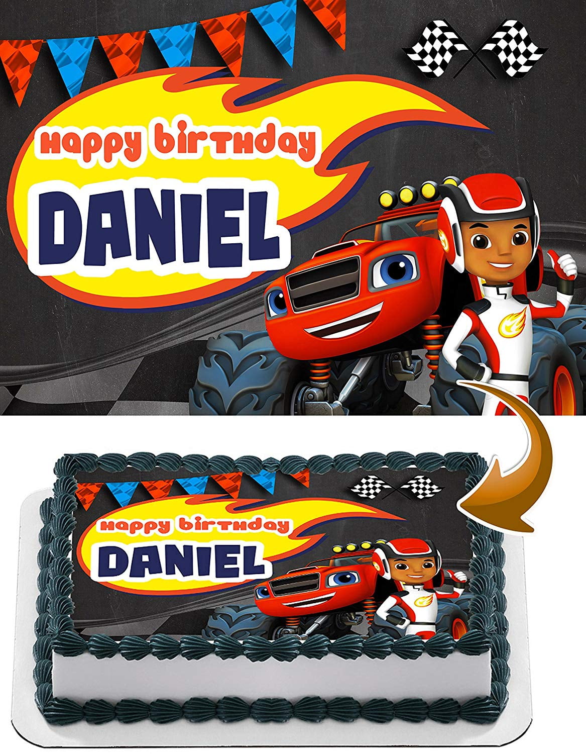 Blaze and The Monster Machines - Edible Cake Topper - 11.7 x 17.5 Inches 1/2 Sheet rectangular