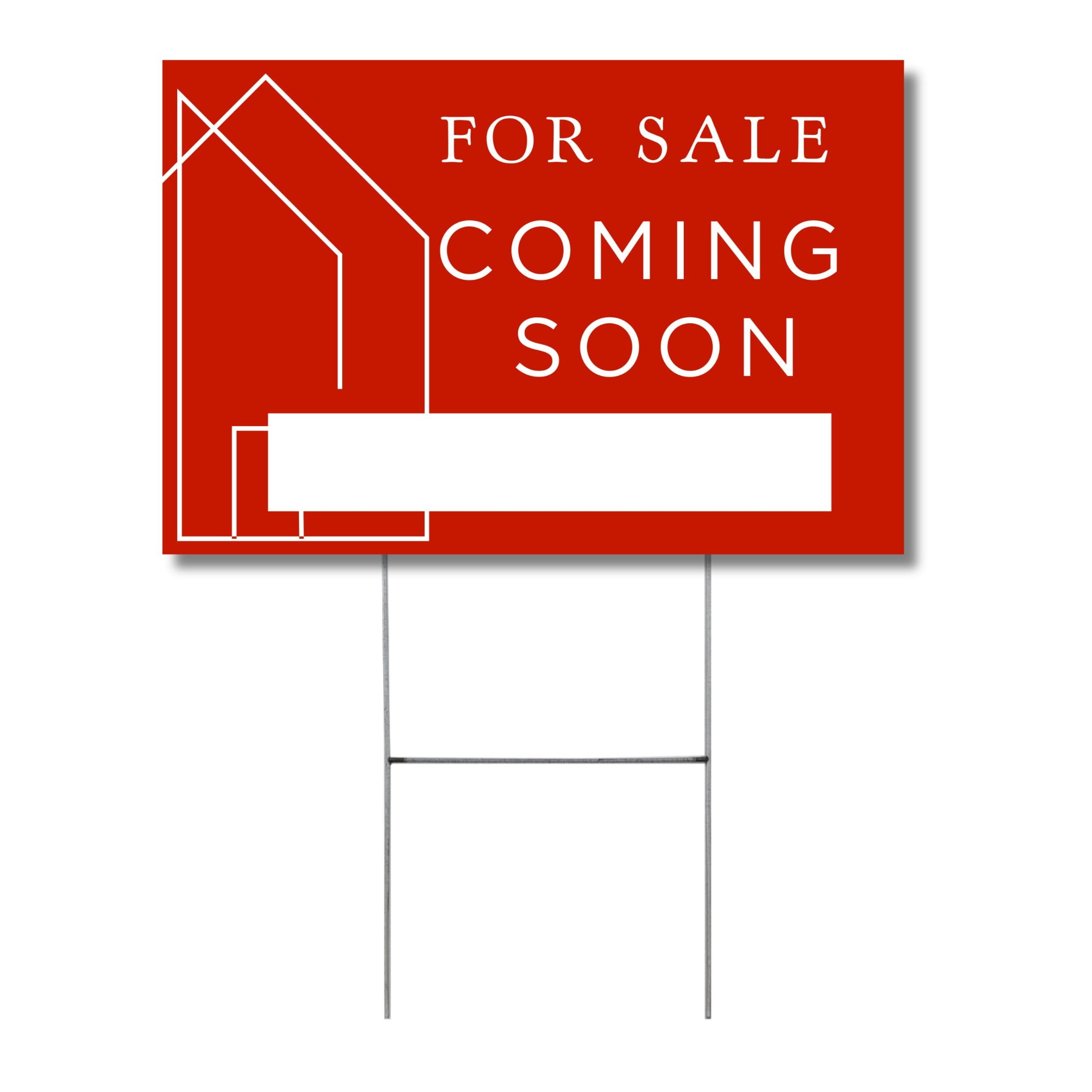 Coming Soon Real Estate Sign for Home 12 x 18 Yard Sign with H Frame Stake Home Double Sided Open House Realtor For Sale by Owner Classy Red White Minimalist Modern