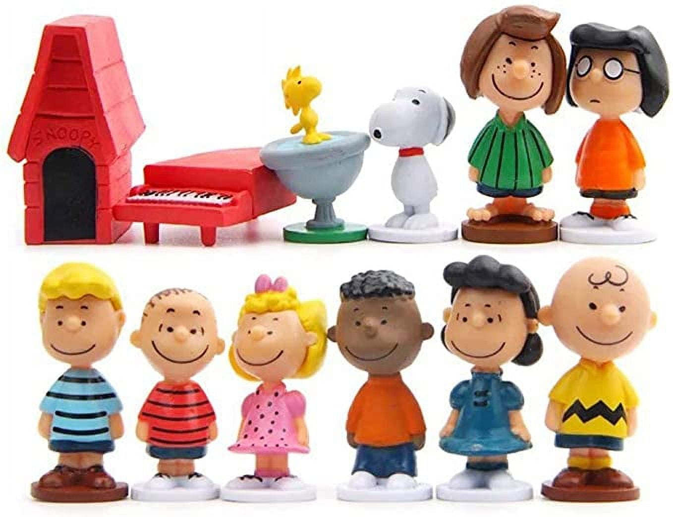 Cute 12 Pcs Cartoon Character Peanuts,Red House and Dog Set 2 Inch Mini Action Figures Set Cake Topper Table Decoration Cute Gift for Kids and Fans