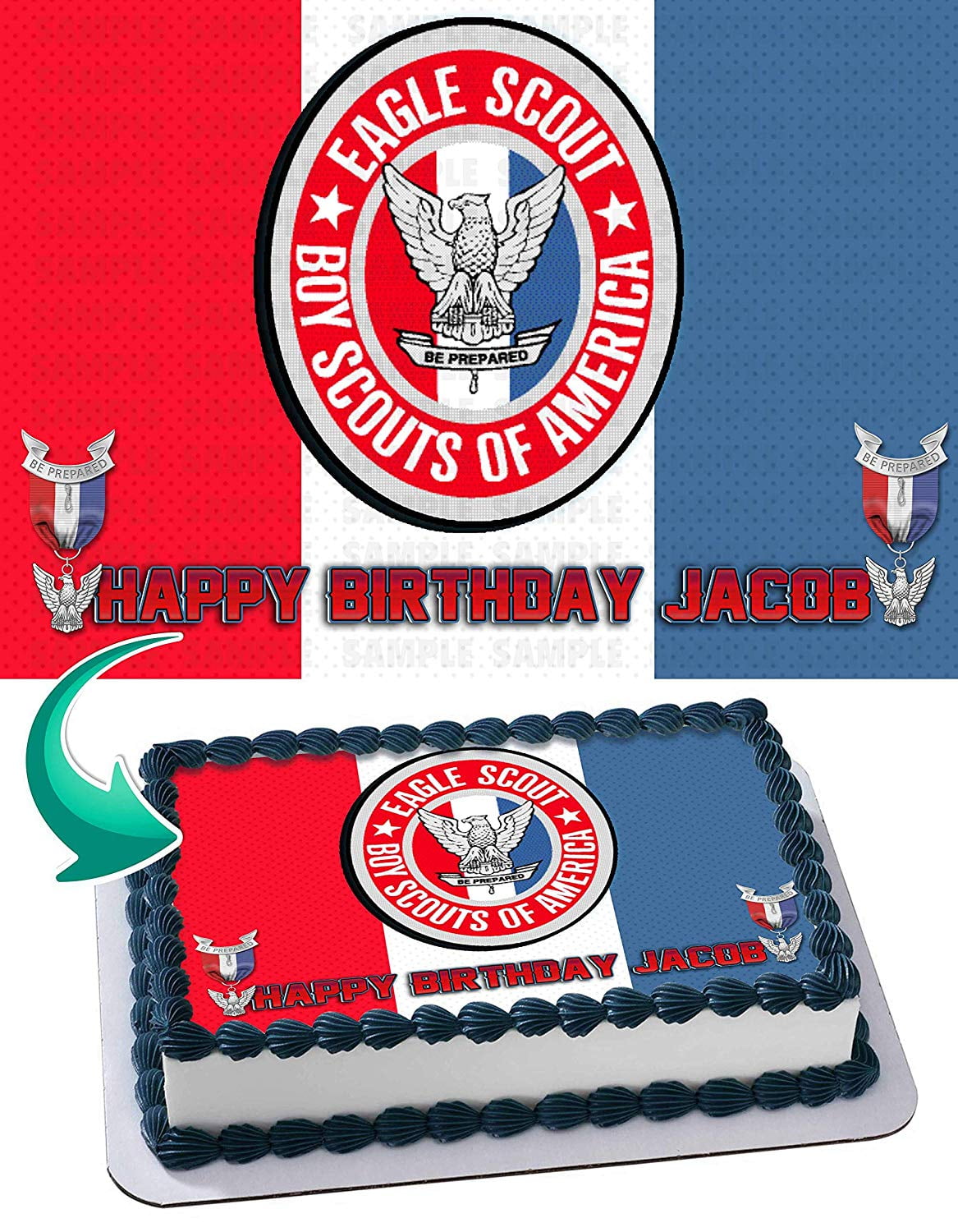 Eagle Scout Birthday Edible Image Cake Topper, by Inkuten